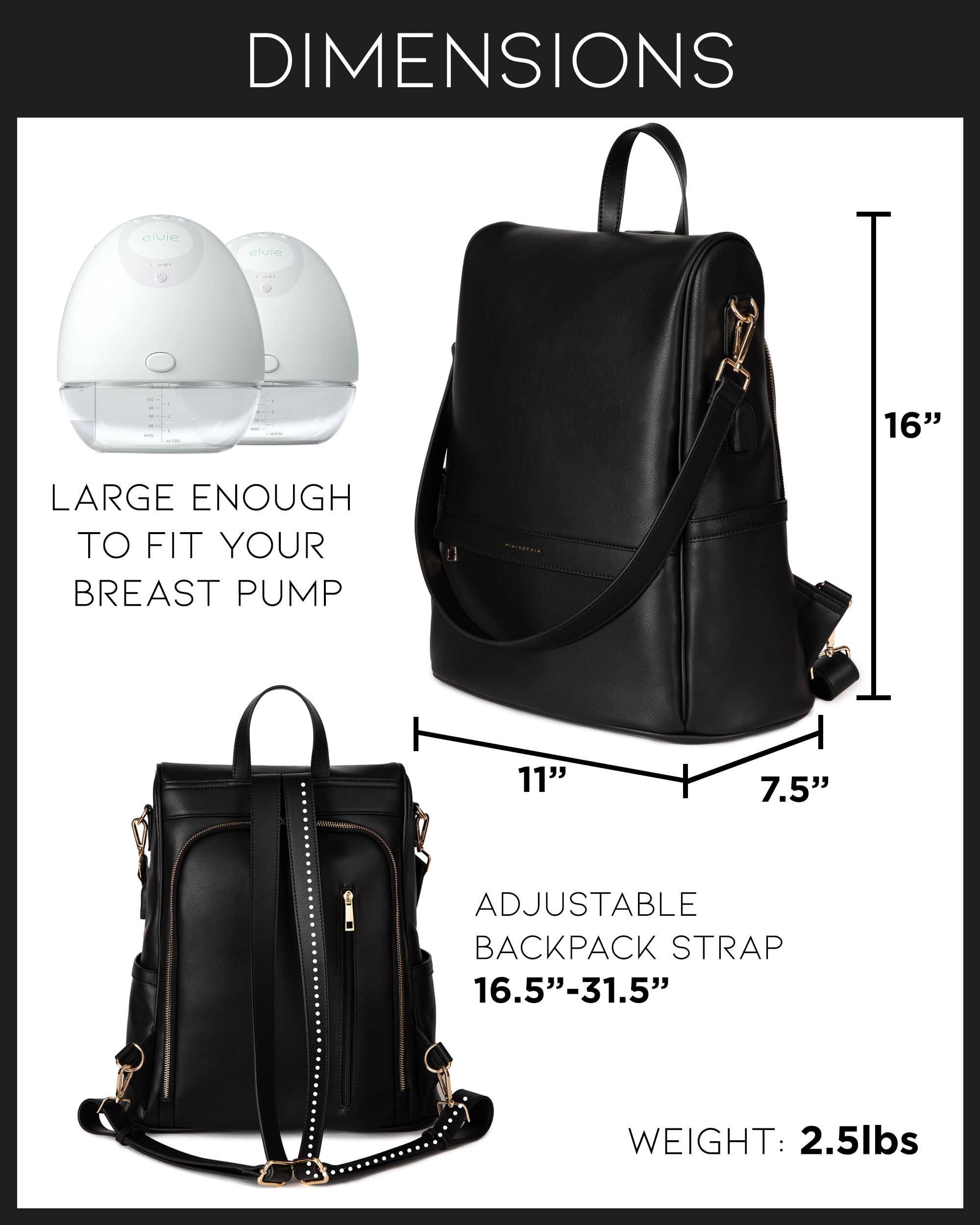 Premium Leather Diaper Bag Backpack with USB Charging Port, Insulated Bottle Pockets & Stroller Straps - Large Travel Baby Changing Bag with Removable Pad (Black) - Perfect for New Parents, Daycare & Family Outings