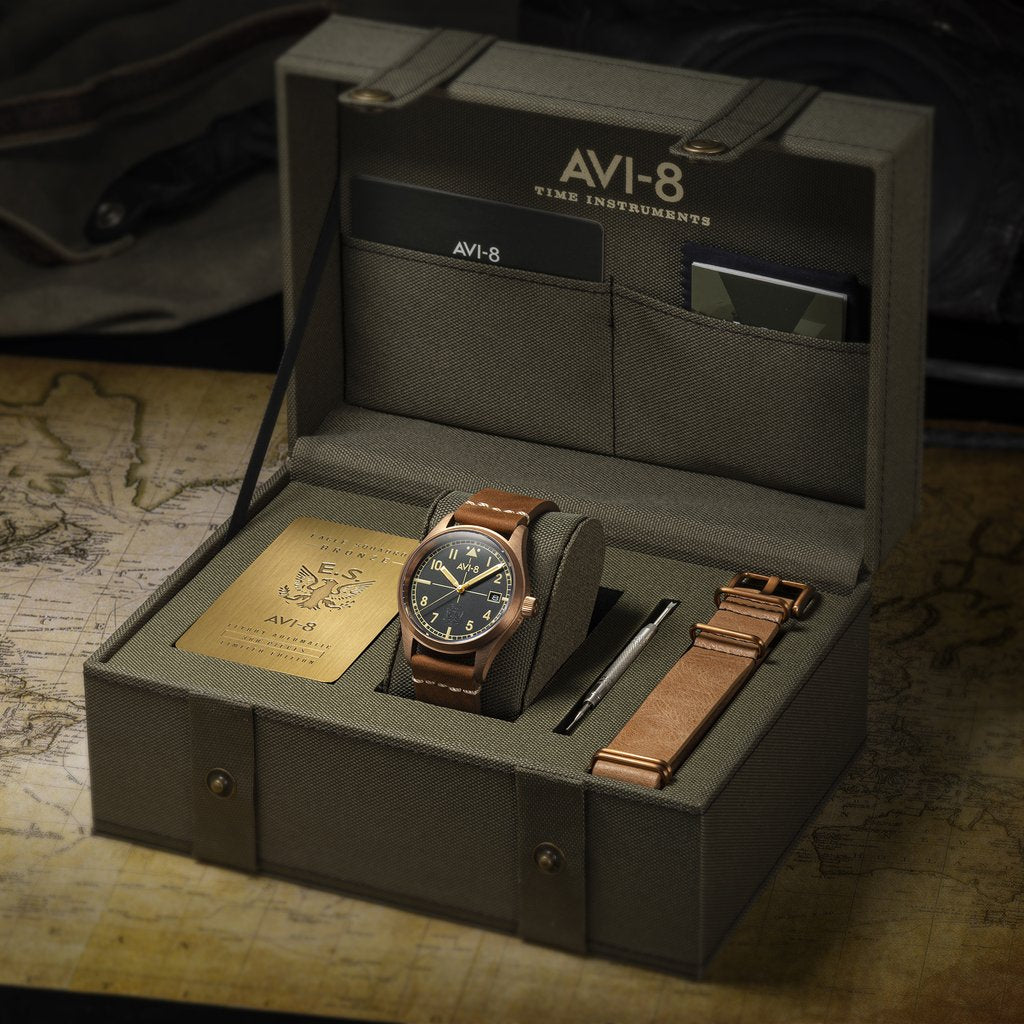 AVI 8 Eagle Squadron Bronze Automatic Watch AV 4071 01 - Men's Military Pilot Style Timepiece for Aviation Enthusiasts & Everyday Wear