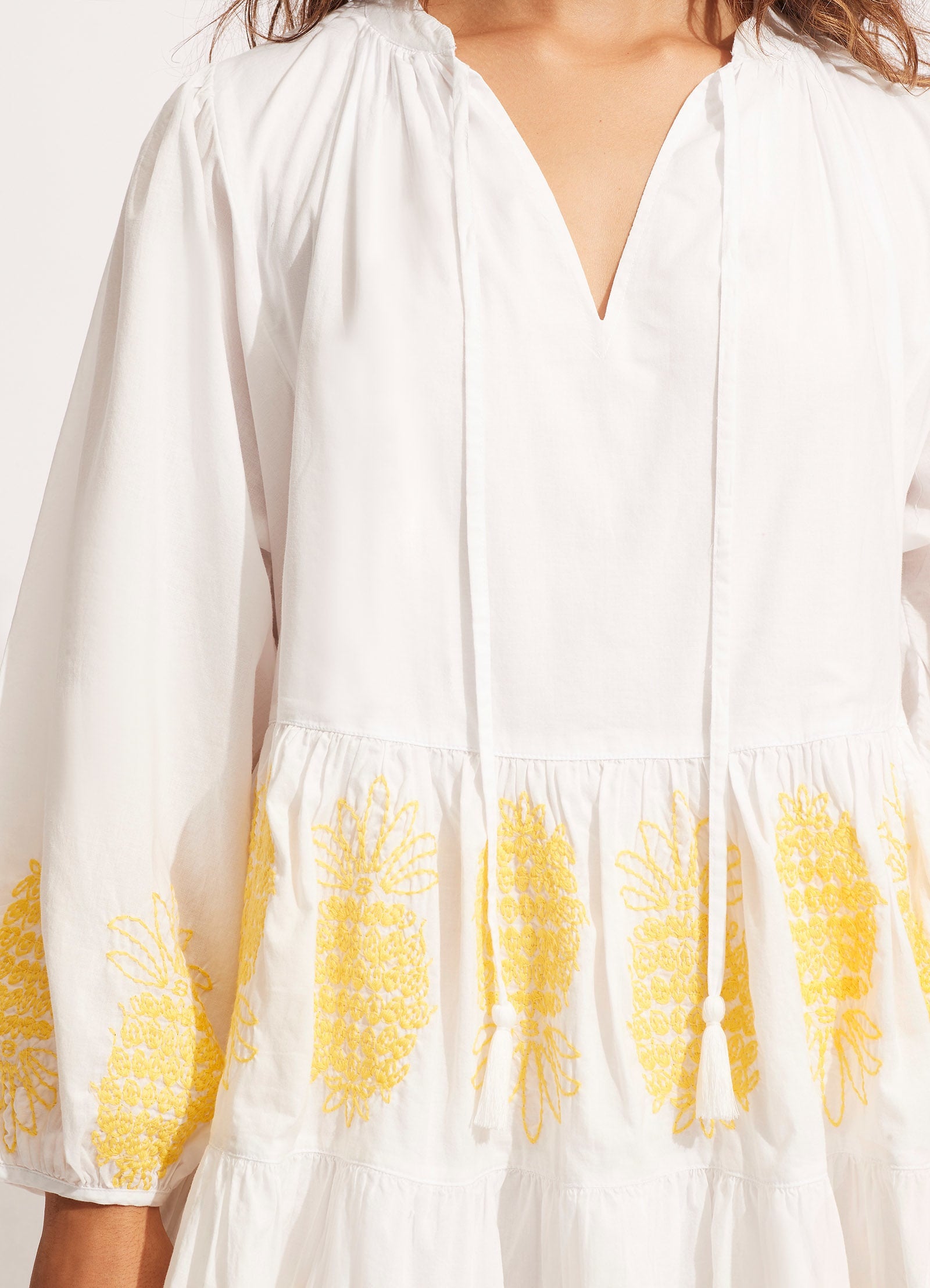 Corsica White Embroidery Tiered Dress - Elegant Summer Outfit for Weddings & Parties