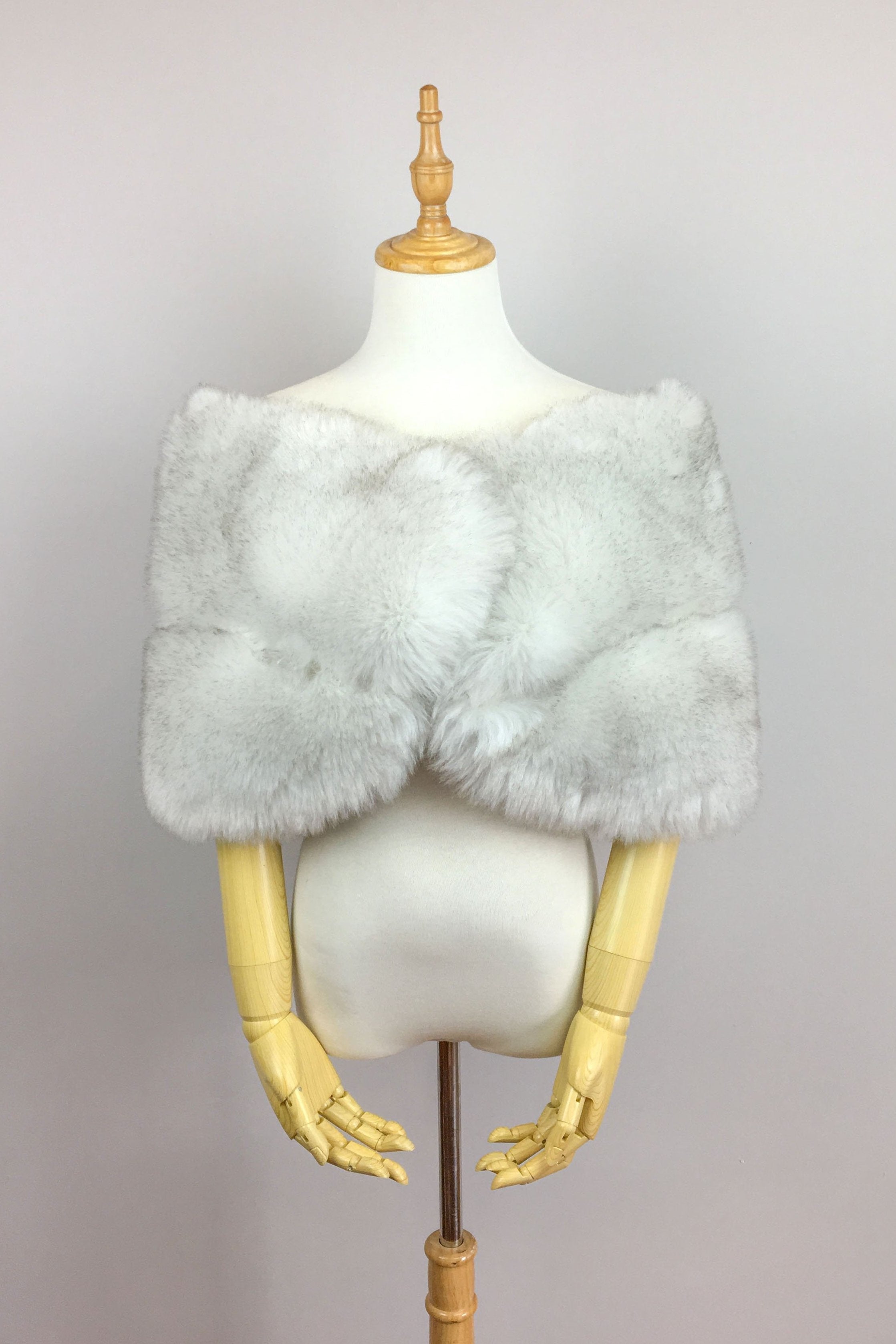 Light Gray / Silver Faux Fur Wrap Shawl - Soft Winter Scarf for Women (Penelope LGry07) - Perfect for Parties, Weddings & Cold Weather Fashion