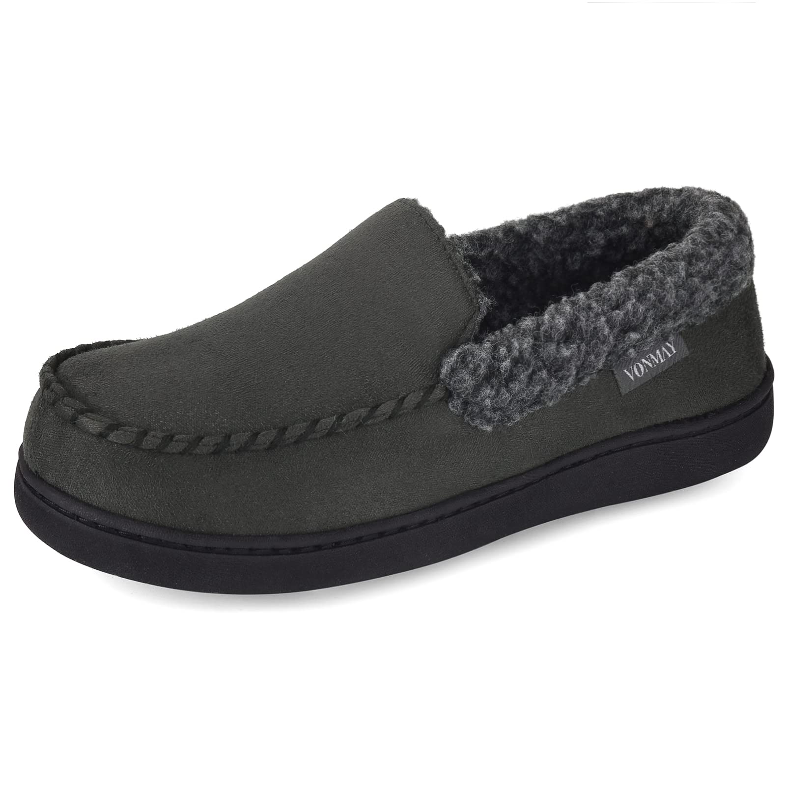 Men's Soft Fleece Moccasin Slippers with Memory Foam - Indoor/Outdoor House Shoes for Comfort & Warmth - Perfect for Home, Office, and Travel Use