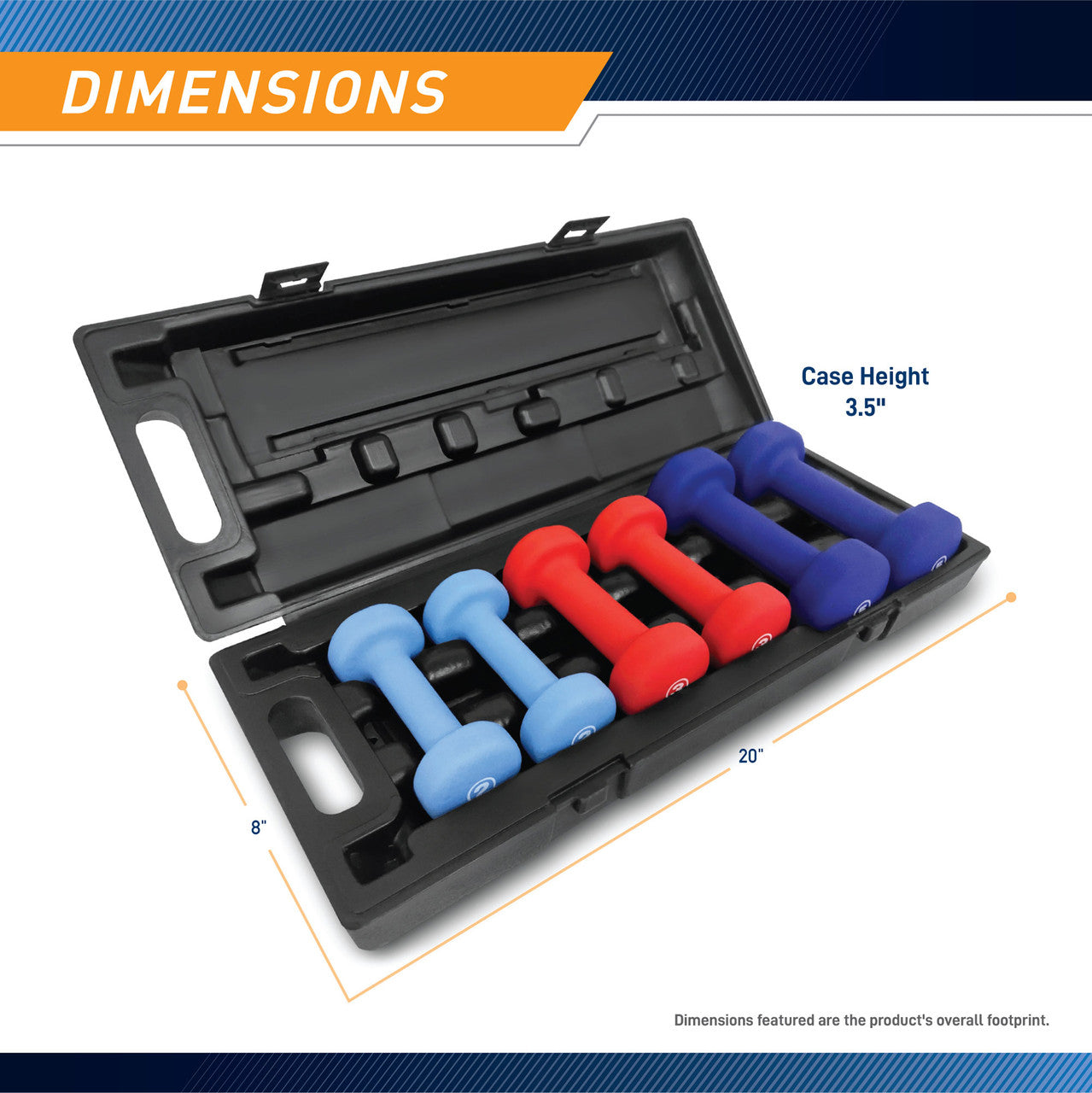 3 Pair Neoprene Dumbbell Set with Carrying Case | Marcy NDS 21.1 for Home Gym, Strength Training & Fitness Workouts