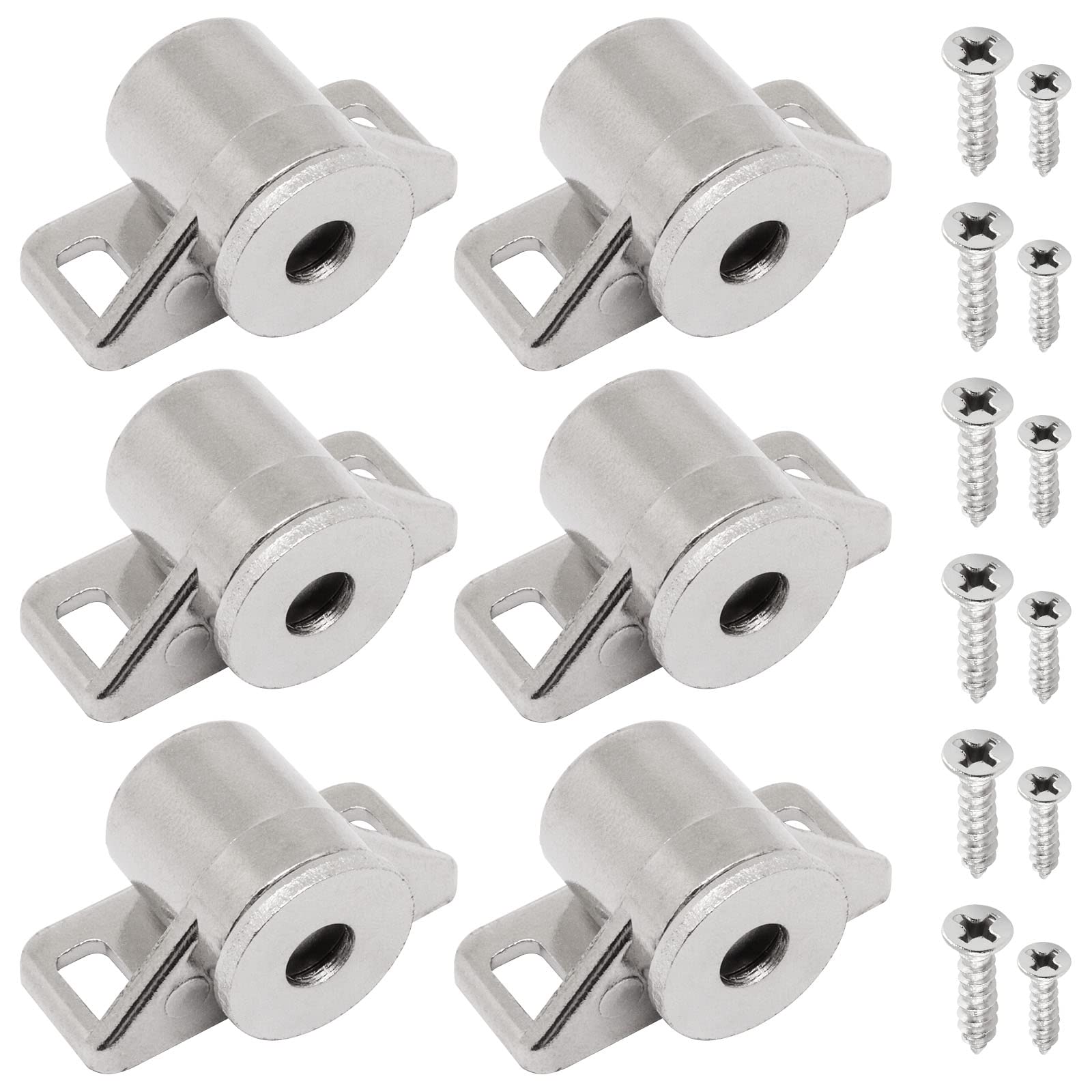 6 Pack Cabinet Door Magnets - Strong Magnetic Door Catch & Drawer Locks for Kitchen Cupboards, Closets & Cabinets - Keep Doors Securely Closed (Silver) - Perfect for Child Safety & Home Organization