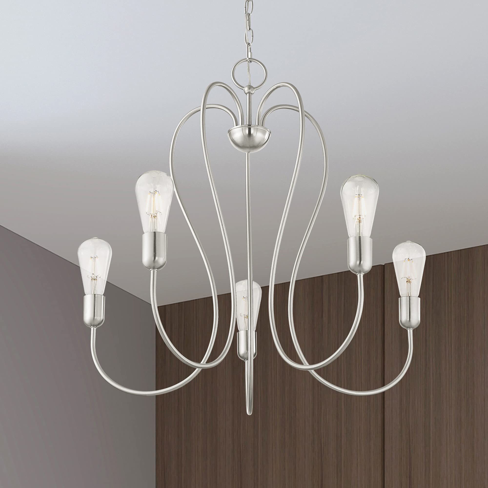 Livex Lighting 41365-07 5-Light Bronze Chandelier - Elegant Ceiling Light Fixture for Dining Room, Bedroom & Living Room Decor