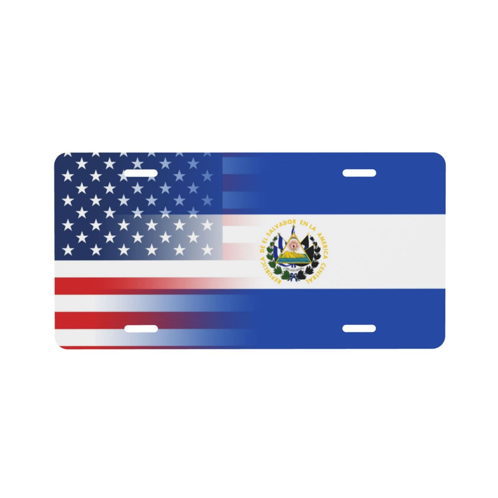 USA El Salvador Flag Car License Plate Cover - 6x12 Inch Decorative Vanity Tag for SUV, Sedan, Truck - Perfect for Car Enthusiasts & Patriotic Decor