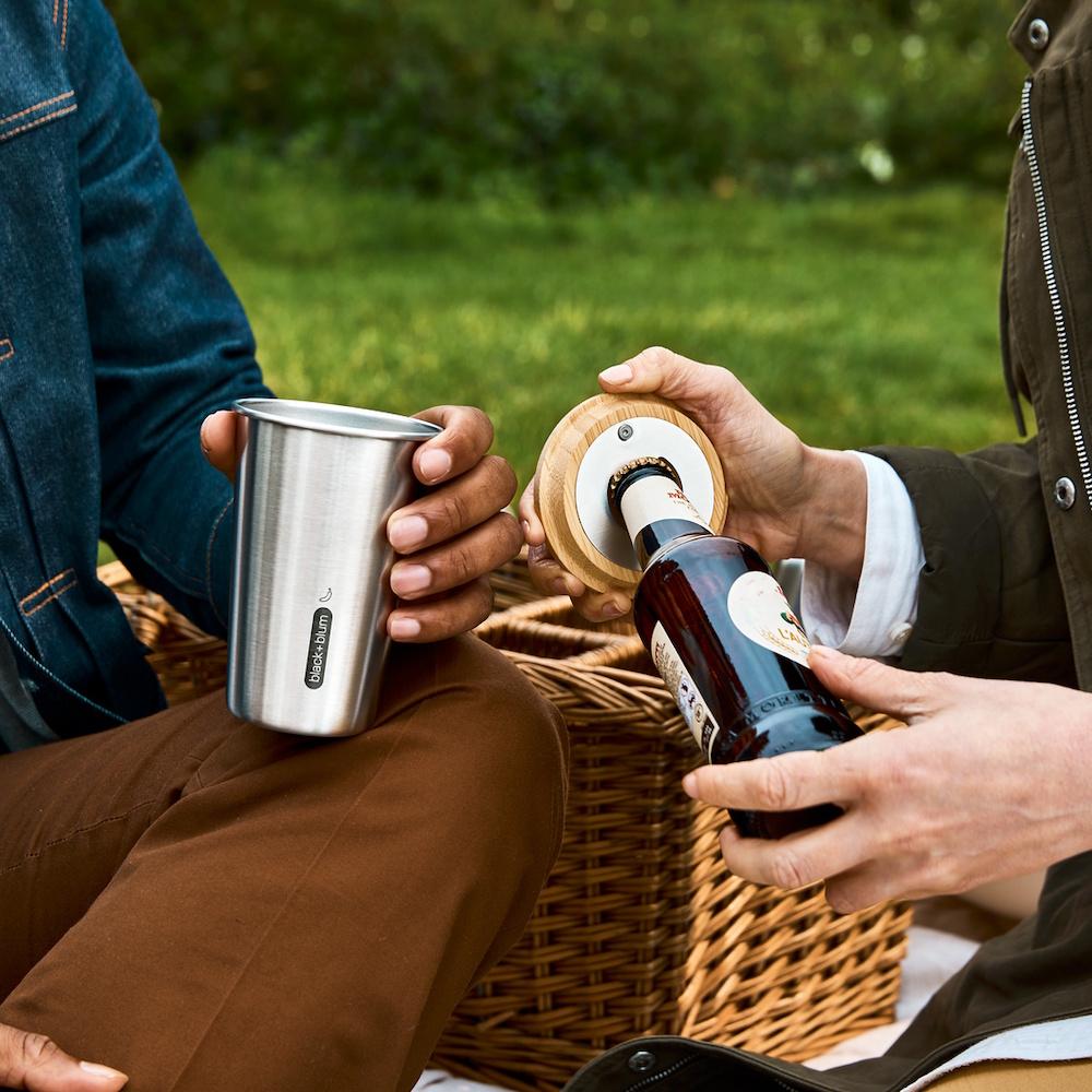 Black + Blum 500ml Picnic Cup Set of 4 - Reusable Stainless Steel Drinking Cups for Camping, Hiking, Outdoor Adventures & Travel