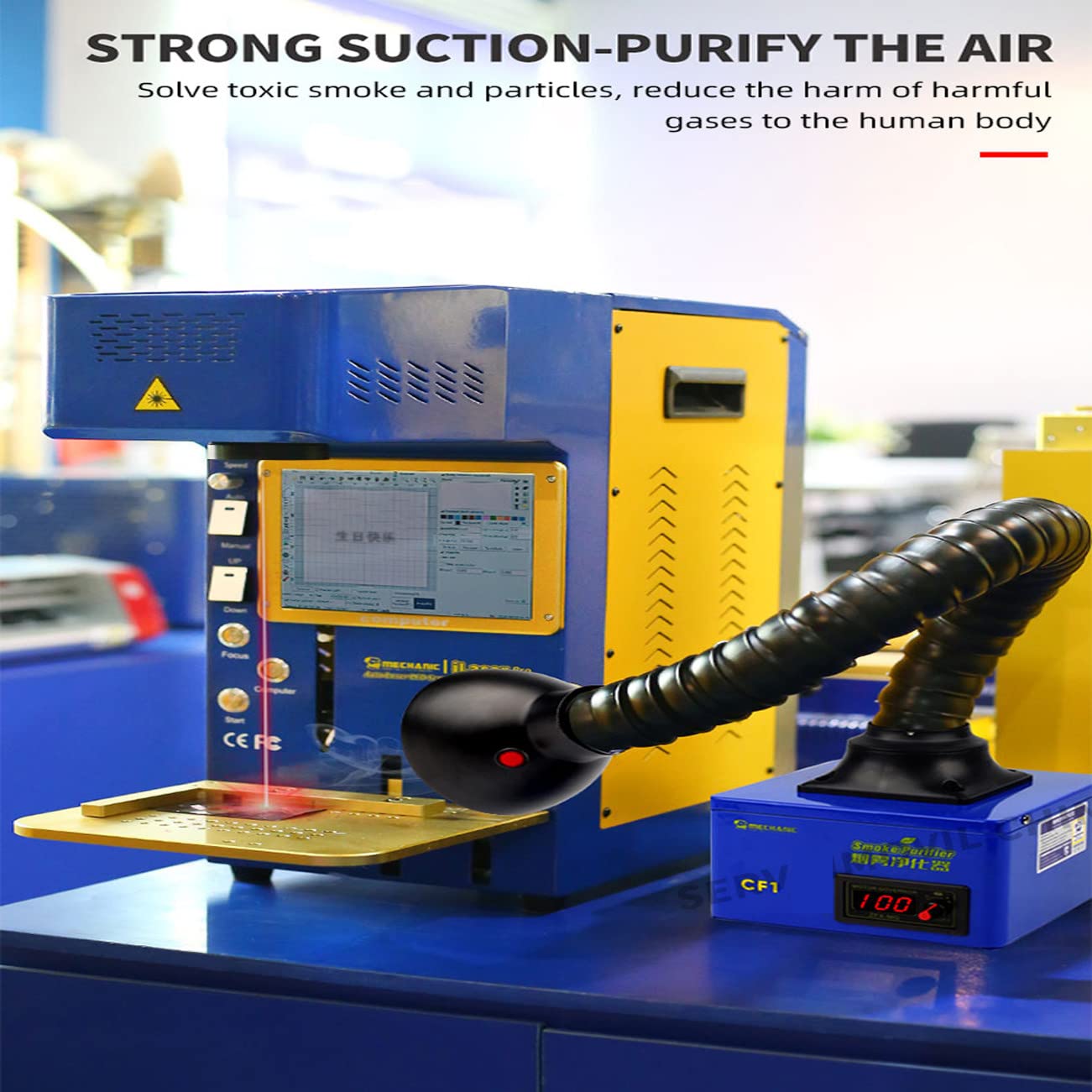 150W Fume Extractor for Nail Dust & Soldering Smoke - Portable Dust Collector for DIY, Welding, Phone Repair & Beauty Salon Use