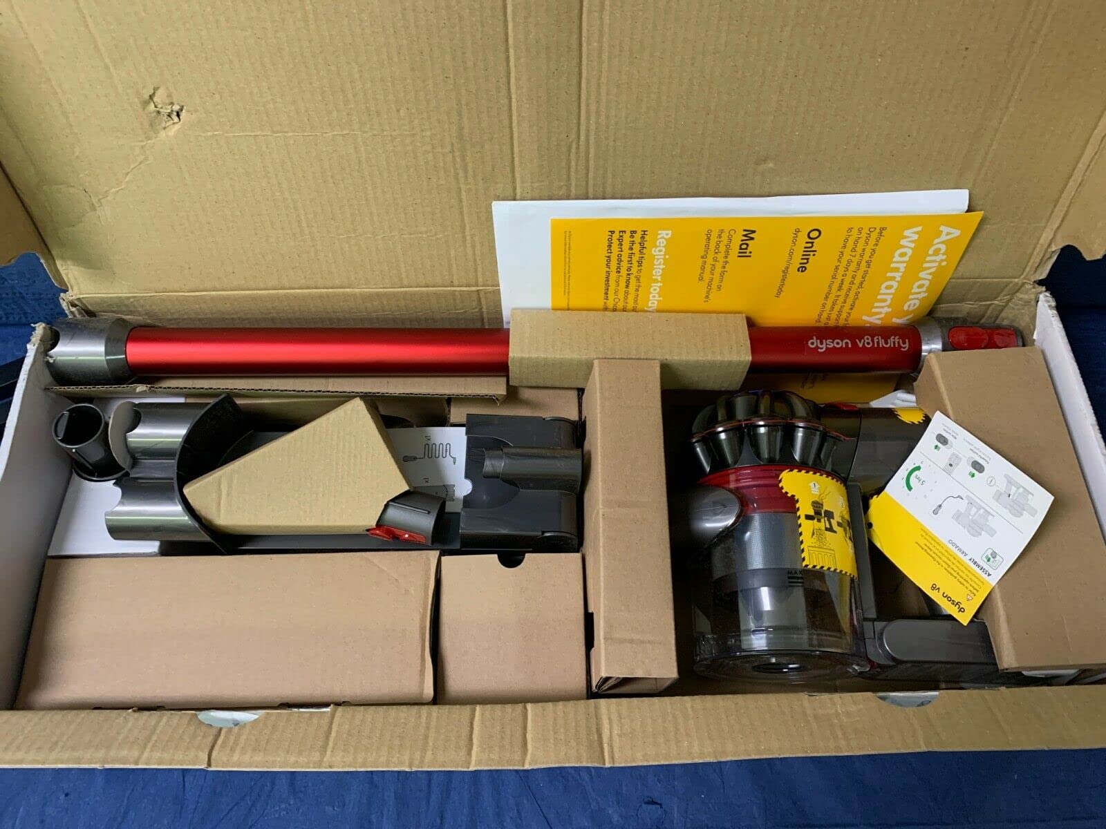 Dyson V8 Fluffy Cordless Vacuum Cleaner with Soft Roller Head - Includes 5 Attachments: Mini Dusting Brush, Crevice Tool, Motorized Tool & Combo Tool - Perfect for Hard Floors, Carpets & Pet Hair - Home & Office Cleaning Solution with Charging Dock
