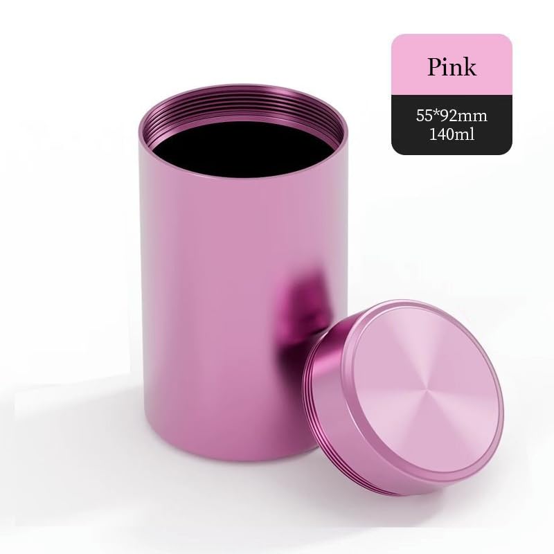 2PCS Aluminum Airtight Storage Jars - Portable Food Containers for Spices, Coffee, Tea & Dry Goods - 140ml Kitchen Organizer (Pink & Purple) - Perfect for Pantry, Camping & Office Use