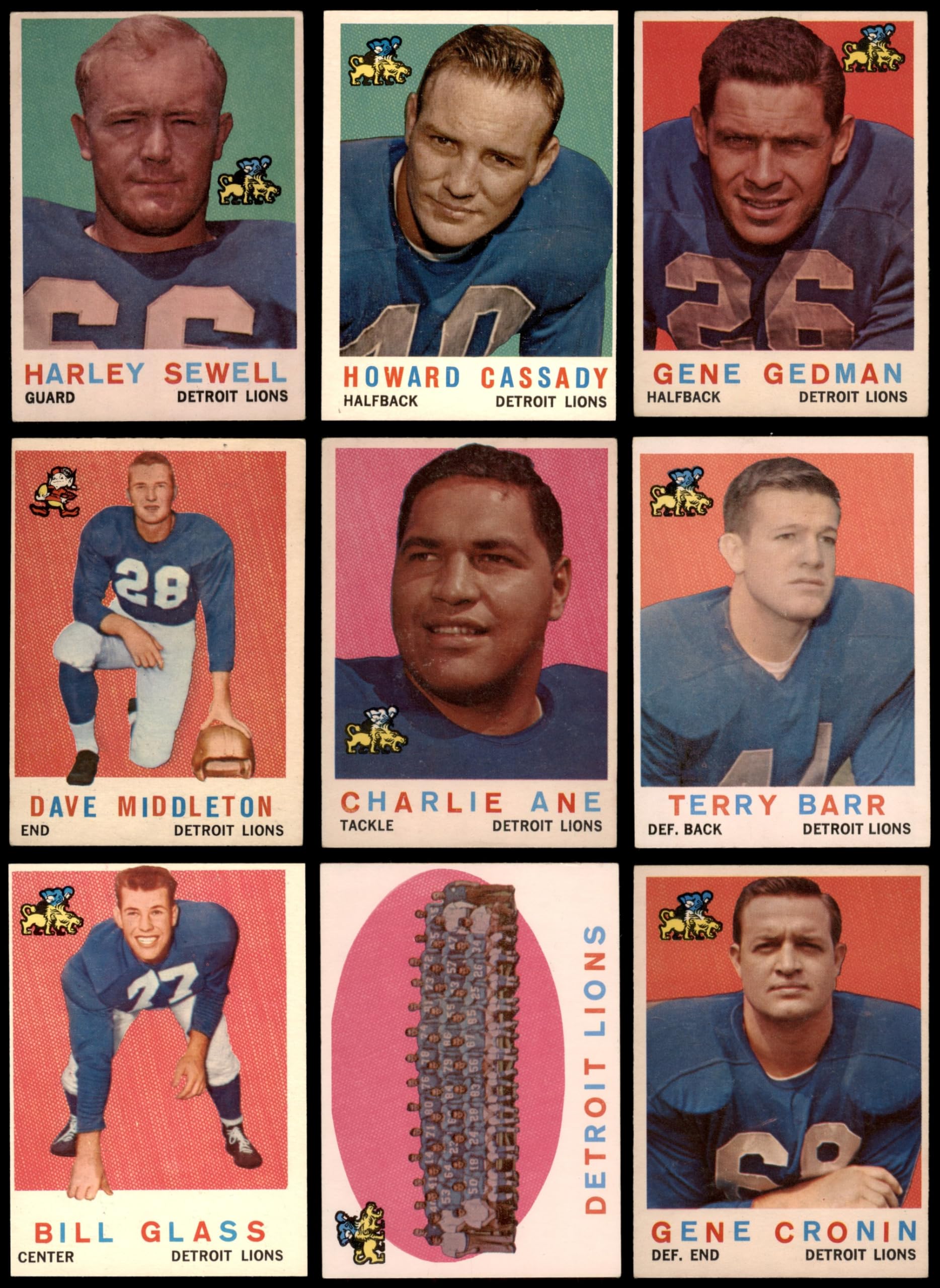 1959 Topps Detroit Lions Football Team Card Set - VG/EX+ Condition - Perfect for Collectors, Sports Memorabilia & NFL Fans - Ideal for Display, Trading & Investment