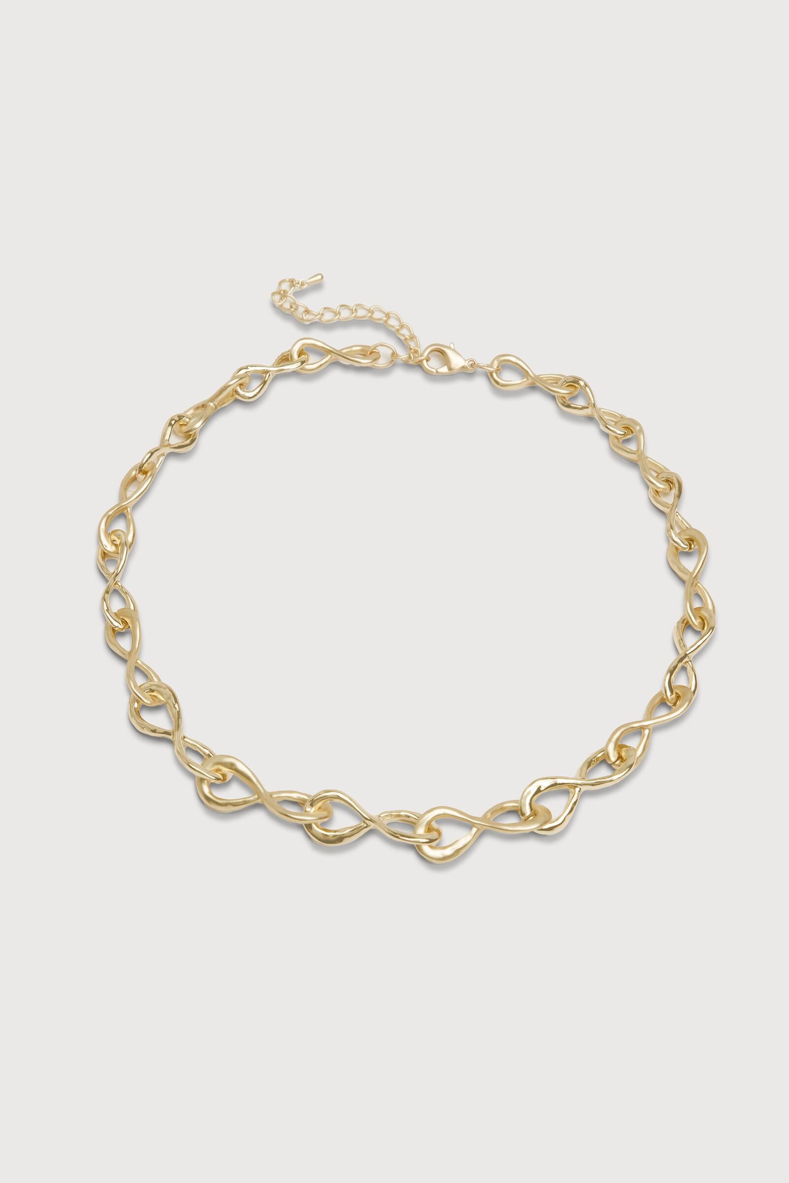 Infinity Link Collar Necklace for Women - Elegant Gold Plated Chain Choker - Perfect for Date Night, Wedding & Special Occasions
