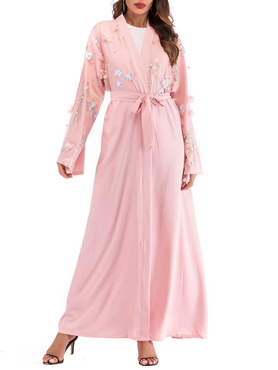 Elegant Mesh Loose Belted Lace Robe for Women - Soft Sheer Kimono Cover Up - Perfect for Bridal Shower, Beach Coverup, and Loungewear