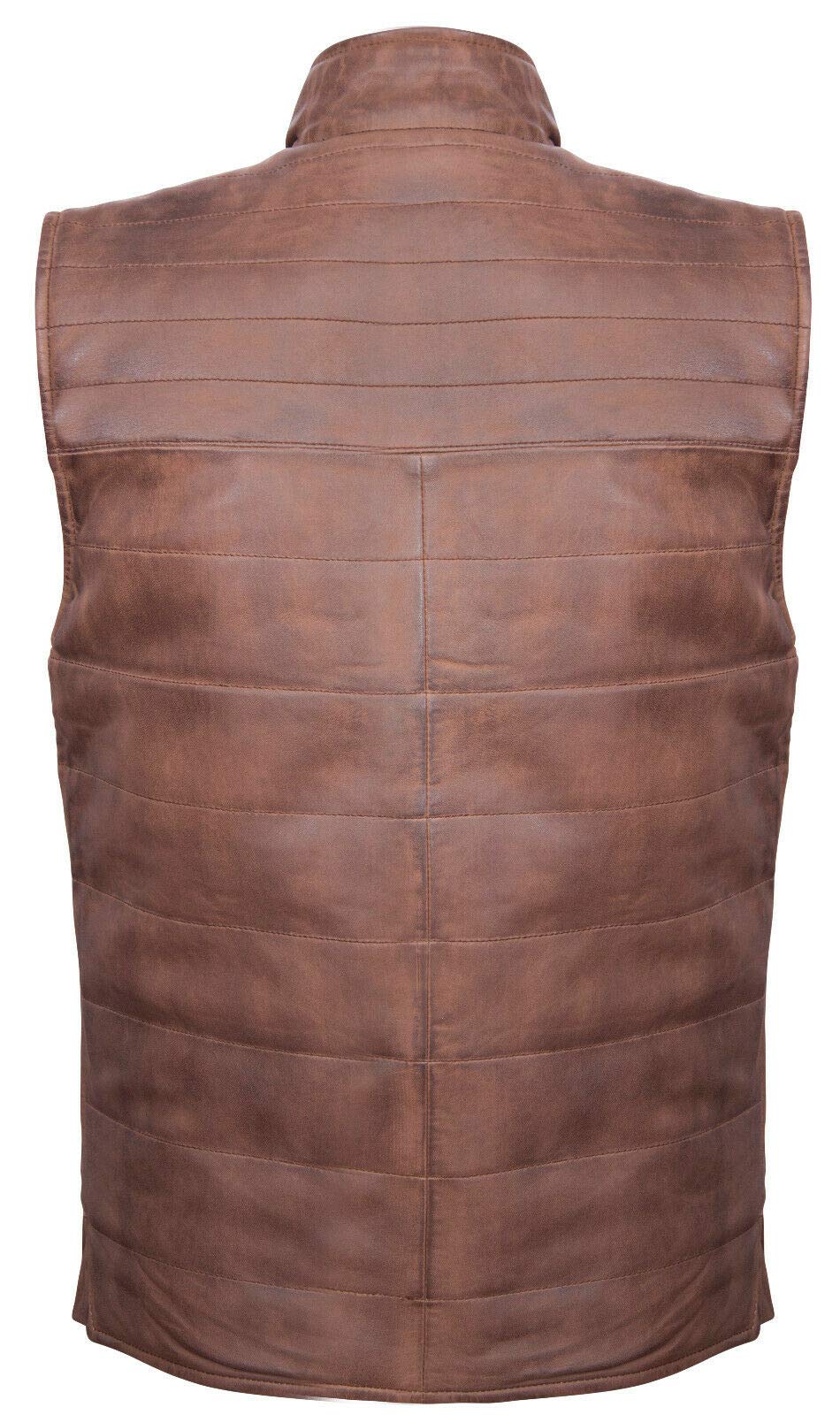 Men's Reversible Leather Puffer Vest - Black/Brown Quilted Waistcoat Gilet for Winter Warmth | Outdoor Activities & Casual Wear