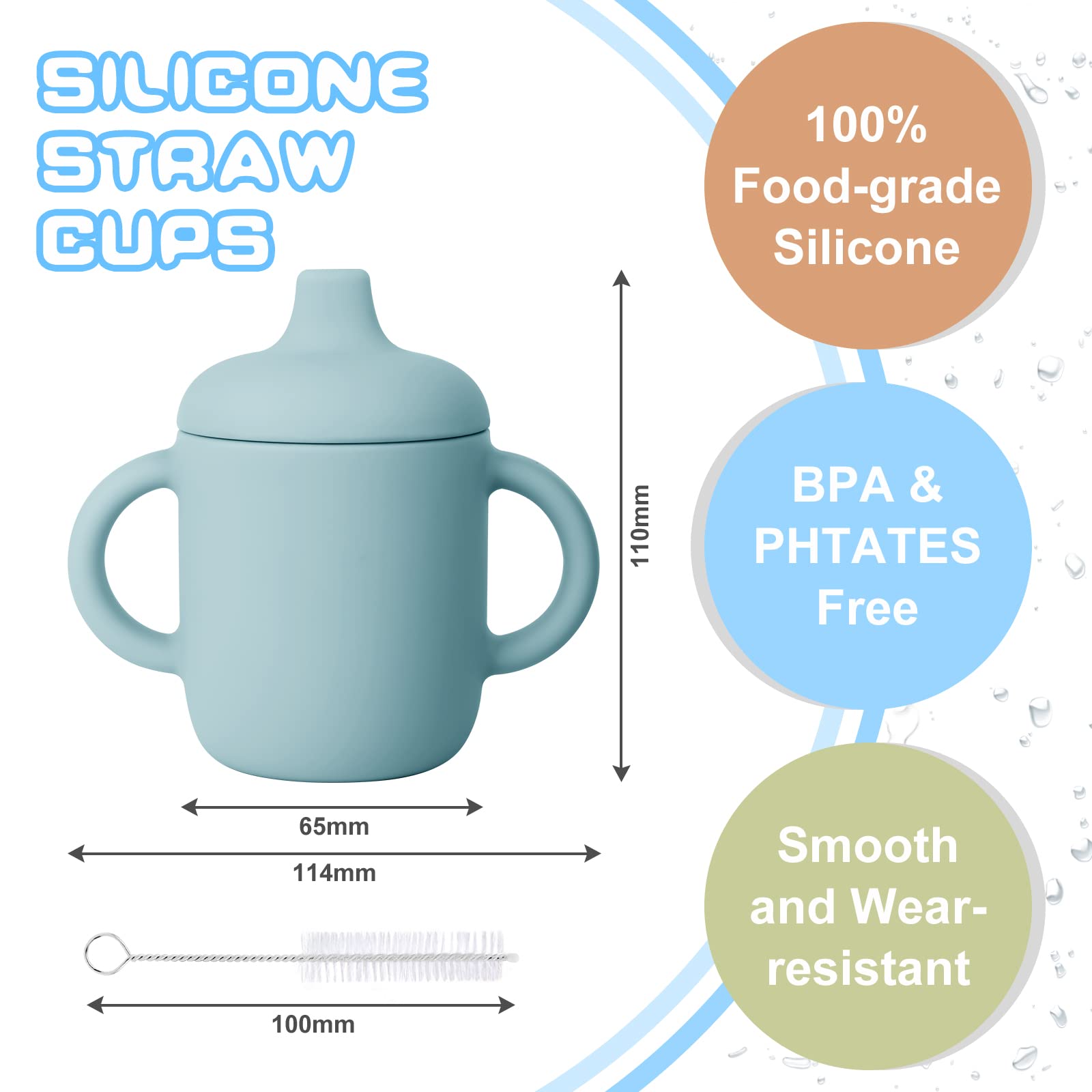Vicloon 150ml Toddler Straw Cup - No Spill Sippy Cup for Baby Training | Home & Travel Use