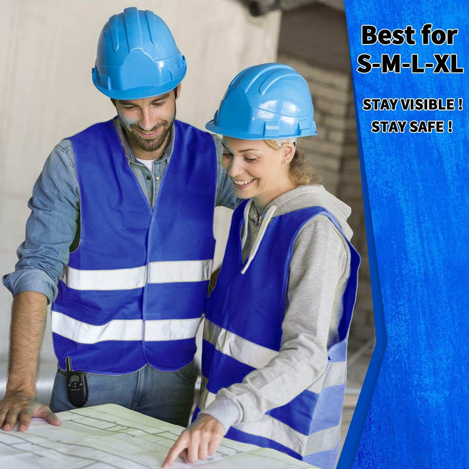 15 Pcs High Visibility Safety Vests with Reflective Strips - ANSI Certified Work Safety Gear for Construction, Road Workers & Night Running (Blue)