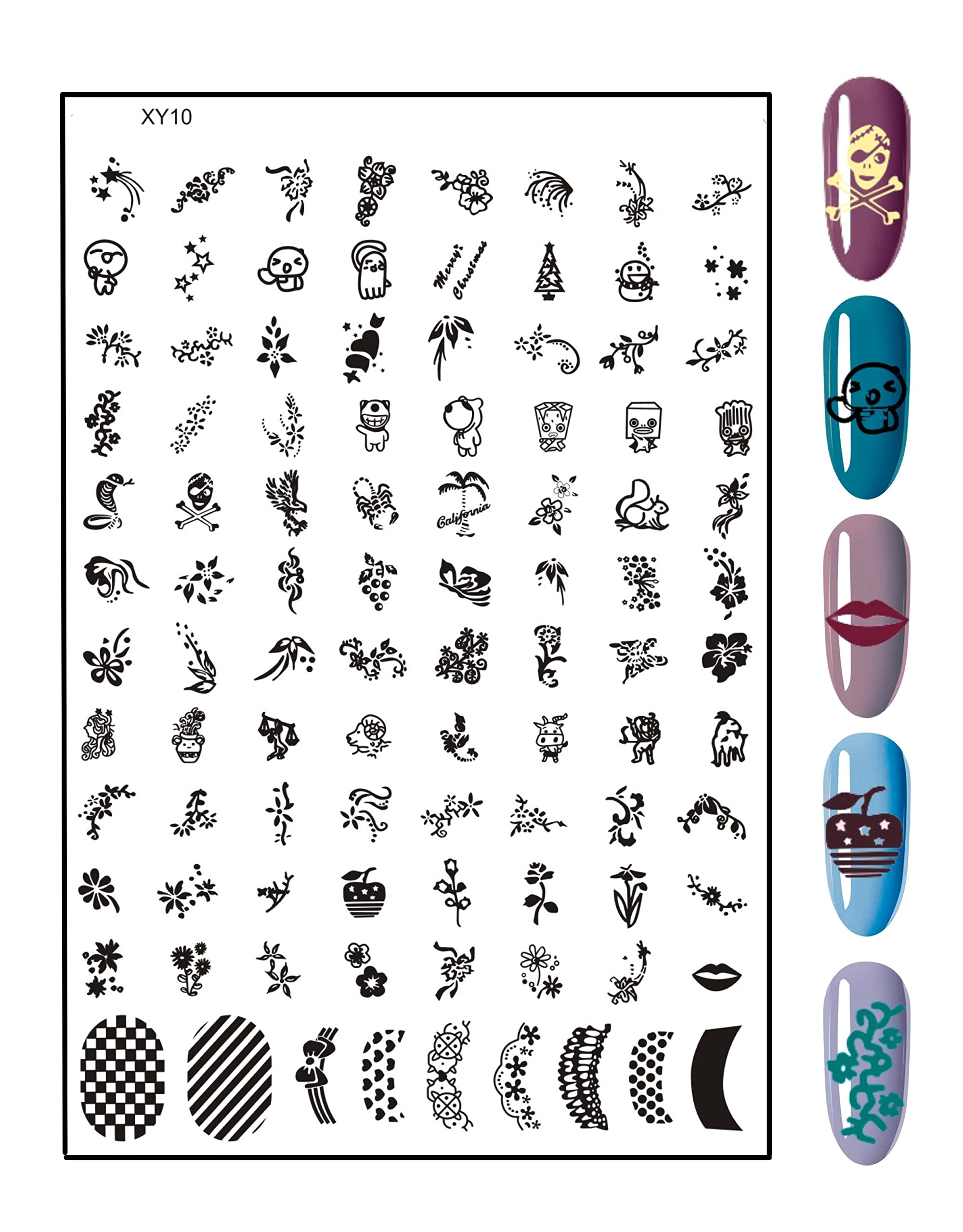 RoyalKart Professional Nail Art Kit for Women & Girls - 3-Piece Nail Stamping Set with Stamper, Scraper & Finger Tip Guide (XY15, XY10, XY18) | DIY Manicure Tools for Home Salon, Party Nail Design & Gift Ideas