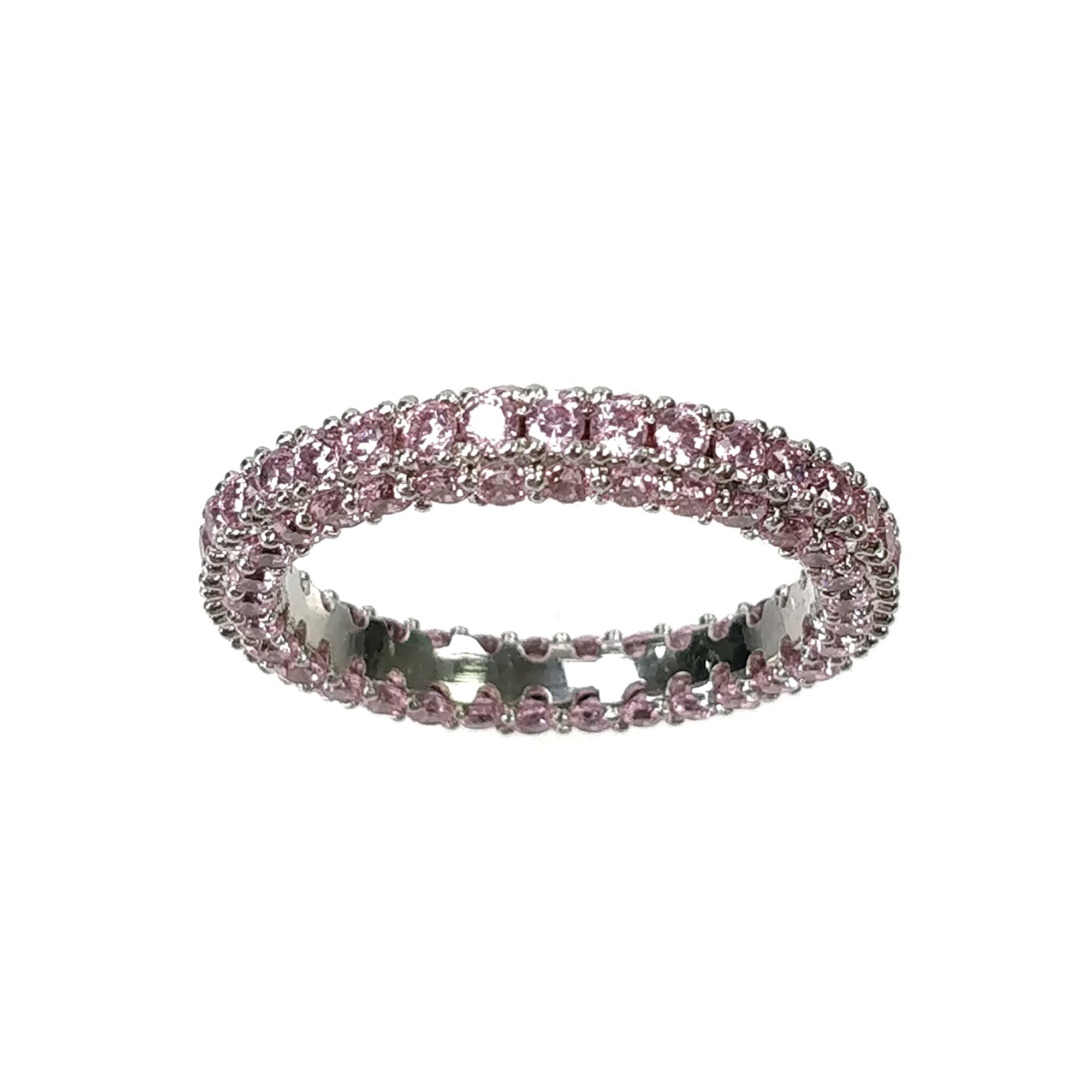Elegant AAA Cubic Zirconia Women's Rings - White & Pink Crystal Channel Set Fashion Jewelry | Perfect Gift for Her, Anniversary, Birthday & Special Occasions