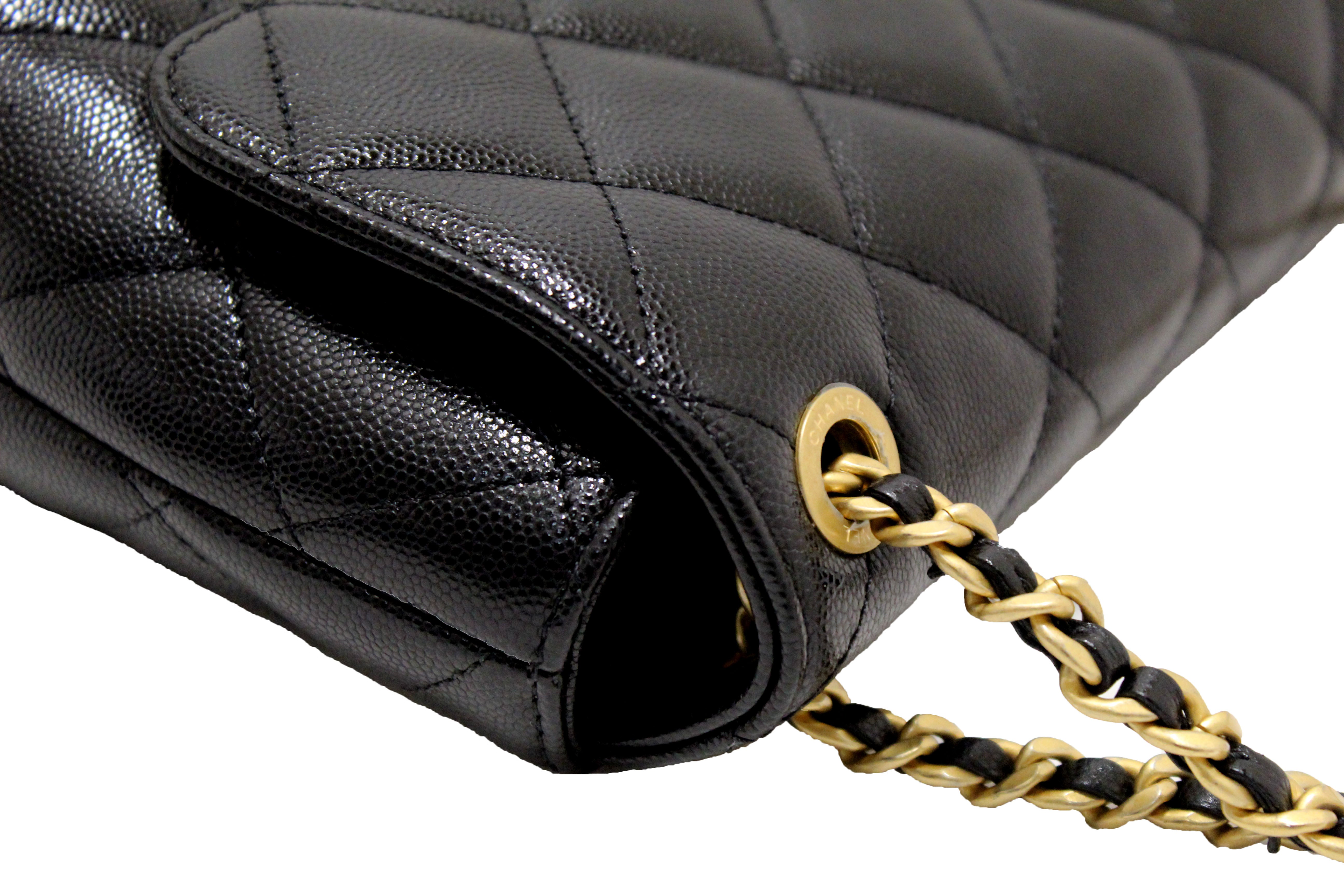Authentic Chanel Black Quilted Caviar Leather Camellia Chain Flap Shoulder Bag - Luxury Designer Handbag for Women, Perfect for Evening Parties, Weddings & Special Occasions