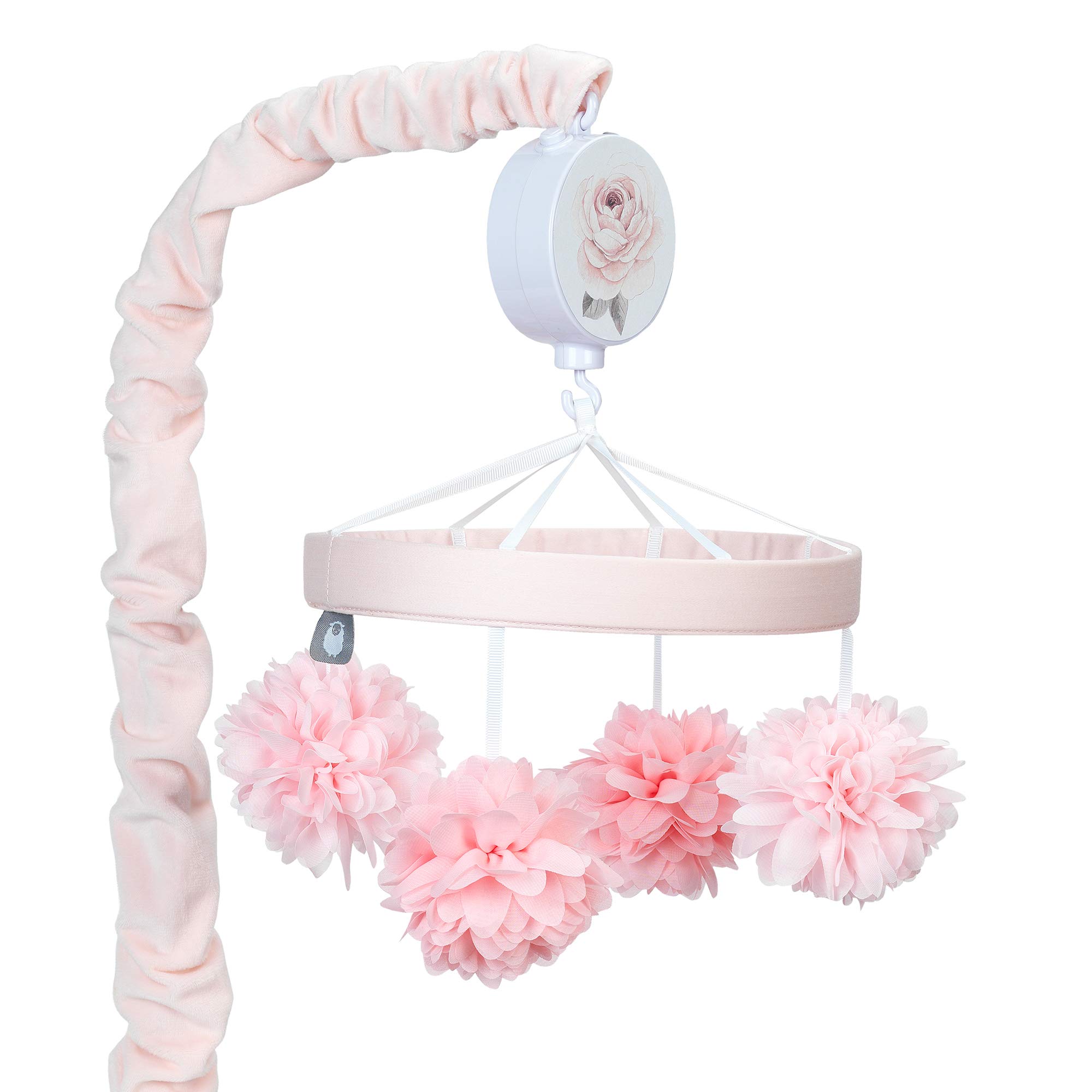 Lambs & Ivy Signature Botanical Baby Pink Floral Musical Crib Mobile - Soothing Nursery Decor for Newborns & Infants | Perfect for Bedtime & Playtime