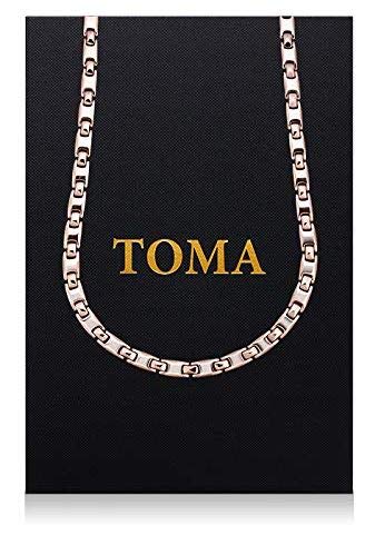 TOMA 9MF Pink-Gold Magnetic Therapy Necklace for Men & Women - Germanium-Infused Pain Relief Jewelry - Made in Japan with Warranty - Perfect for Neck Pain, Stress Relief & Wellness Gifts