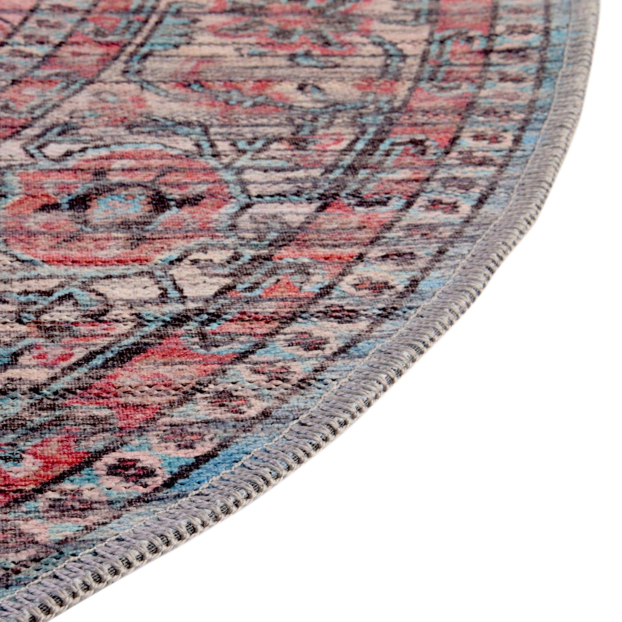 Washable Navy Blue 5' x 8' Oval Low-Pile Rug - Maahru Collection by Rugs.com | Non-Slip Living Room Carpet, Dining Area Floor Mat, Pet-Friendly Home Decor for Open Concept Spaces