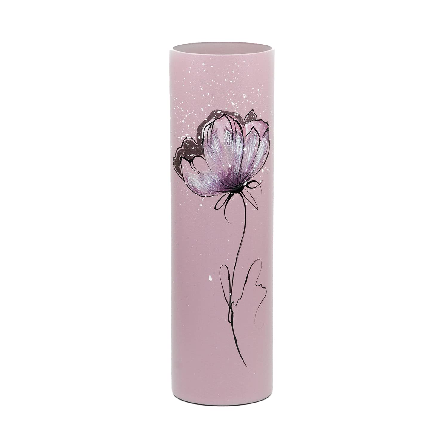 Elegant Glass Flower Vase - 16 Inch Tall Cylinder Floor Vase for Home Decor, Wedding Centerpiece & Interior Design | Handcrafted Art Decor Glass Vase for Fresh Flowers, Living Room & Office Decoration