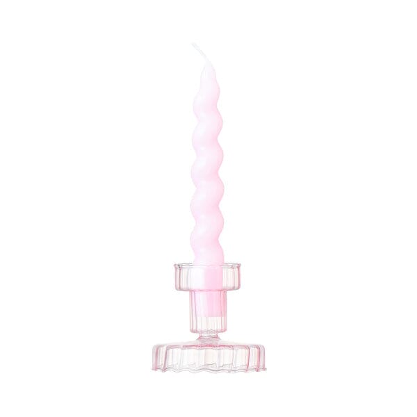 Pink Candle and Candle Holder Set - Romantic Home Decor for Bedroom, Bathroom & Dinner Table
