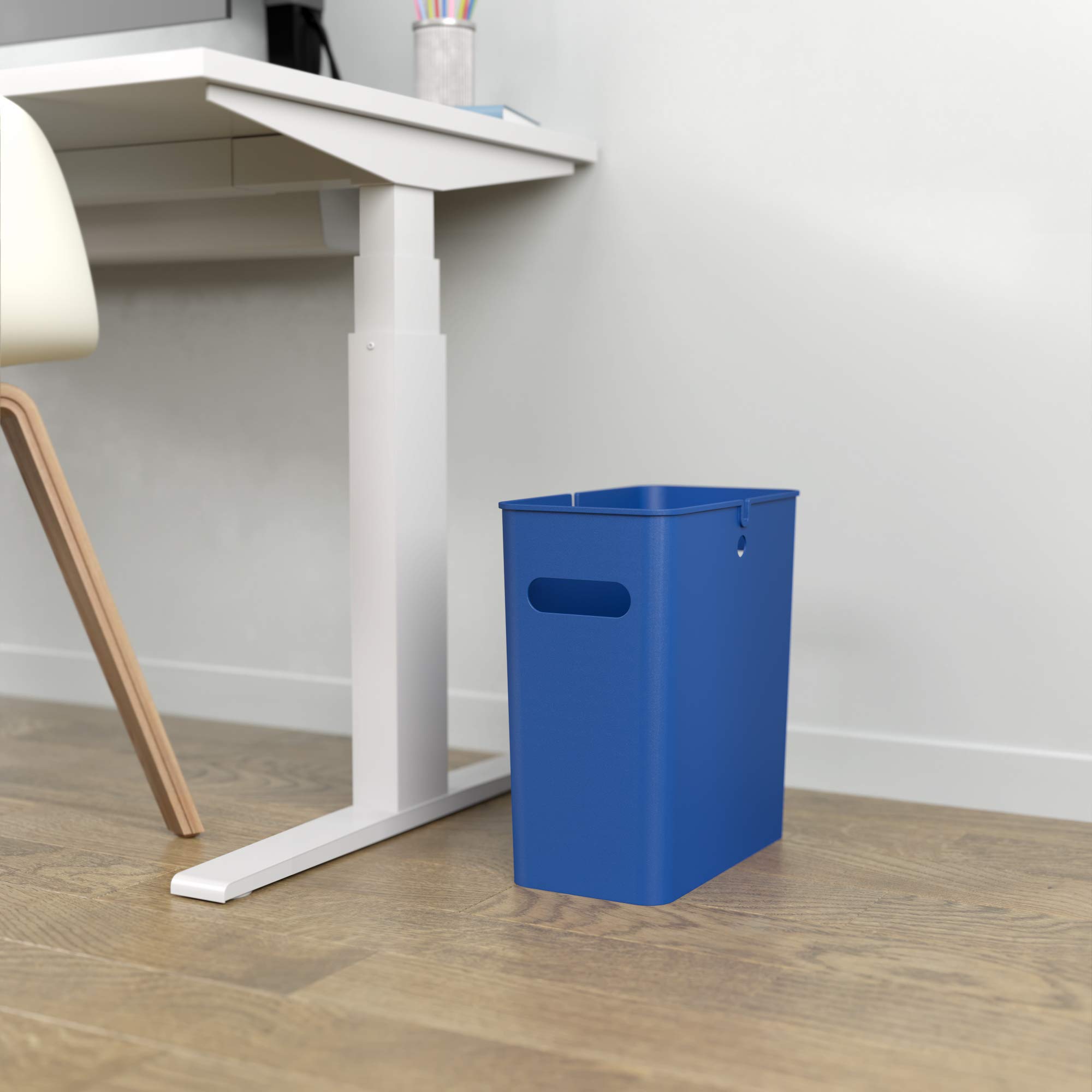 iTouchless SlimGiant 4.2 Gallon Plastic Trash Can - 2 Pack Blue - Compact Waste Bin for Bathroom, Office, Kitchen & Small Spaces