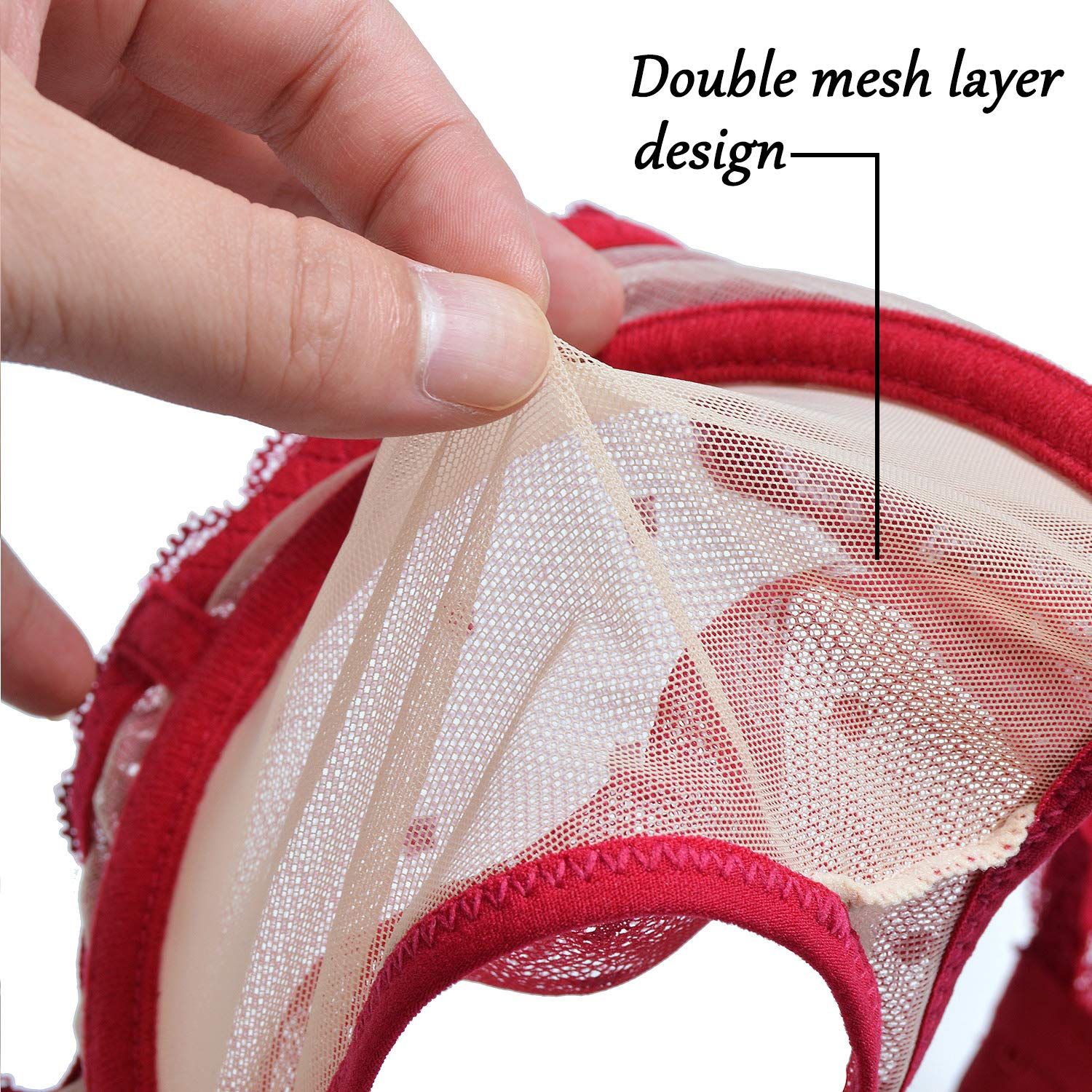 YANDW Women's Full Coverage Plus Size Bra - Unlined Lace Minimizer Unpadded Underwire Bras for Comfort & Support | Perfect for Everyday Wear & Special Occasions