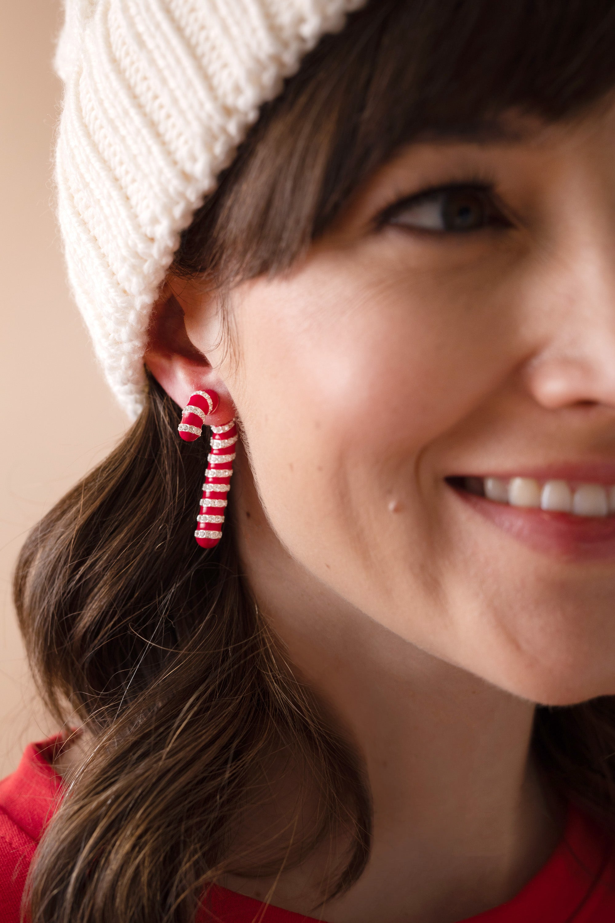 Festive Candy Cane Front Back Earrings - Christmas Holiday Jewelry for Women - Perfect for Parties, Gifts & Seasonal Outfits