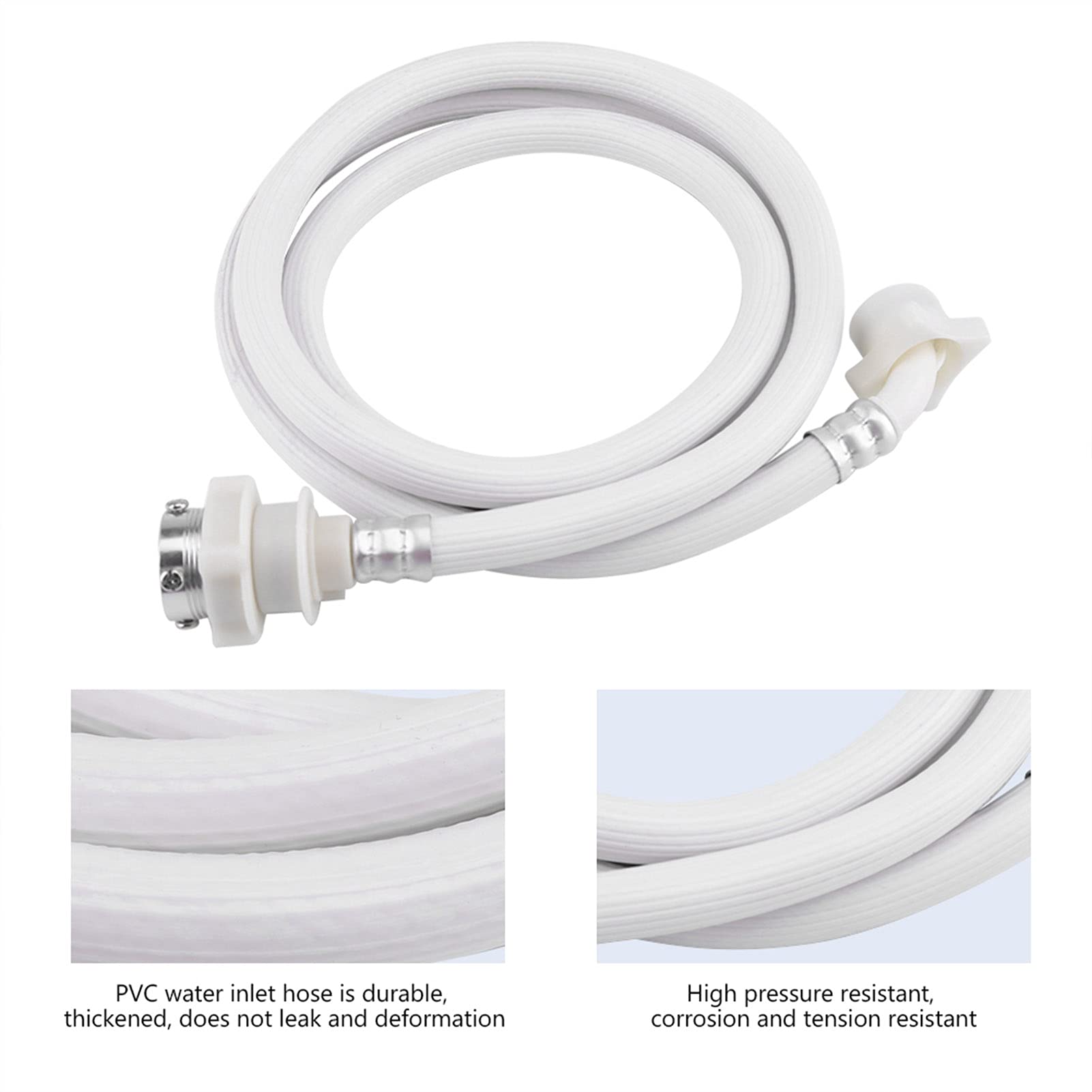 Washing Machine Water Inlet Hose Connector - 2M White Washer Pipe Tube for Laundry Machine Replacement | Perfect for Home Appliances, Laundry Rooms & RV Use