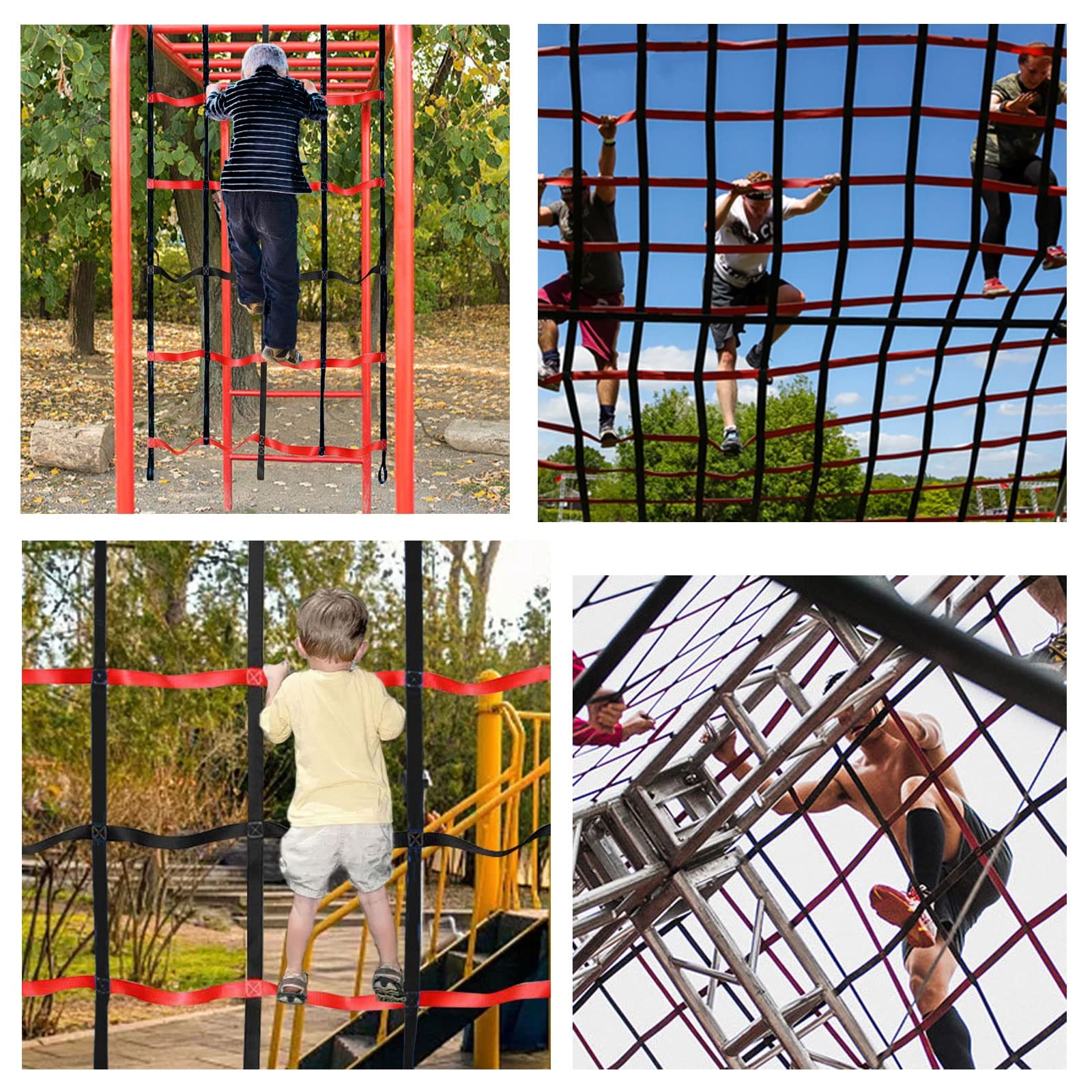 Heavy Duty Climbing Cargo Net for Kids & Adults - Outdoor Playground Swing Accessory, Ninja Obstacle Course Equipment, Indoor/Outdoor Climbing Wall Net - Perfect for Backyard Play Sets, Adventure Parks, and Home Gym Training
