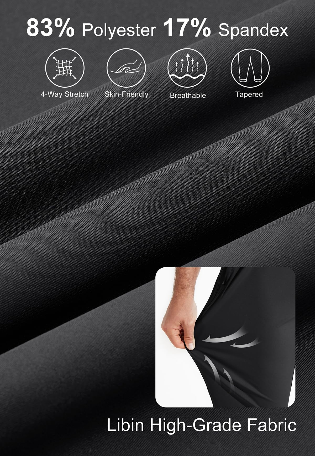 Libin Men's 4-Way Stretch Golf Joggers with Pockets - Slim Fit Work Dress Pants & Athletic Casual Sweatpants for Men | Perfect for Golf, Office, Gym & Everyday Wear