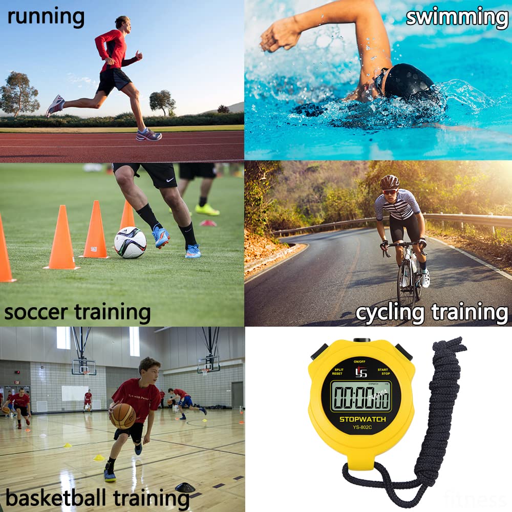 FCXJTU Digital Stopwatch Timer - Silent, No Alarm, Large Clear Display for Swimming, Running, Training - Perfect for Coaches, Referees, Teachers & Kids (Simple ON/Off Operation)