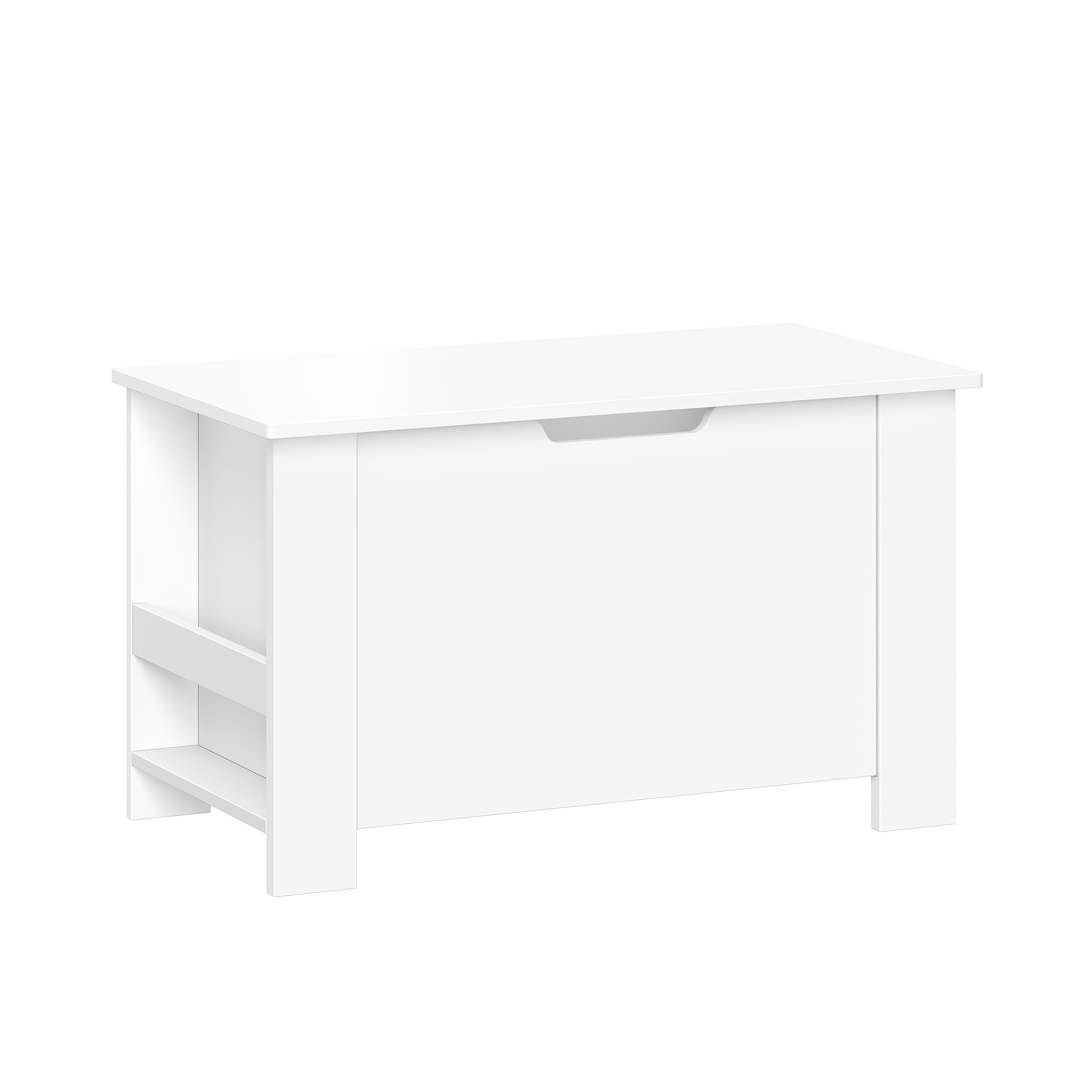 RiverRidge Modern White Kids Toy Box with Book Nook & Side Bookracks - Toy Organizer & Storage Solution for Children's Room - Perfect for Playroom, Bedroom, and Nursery Organization