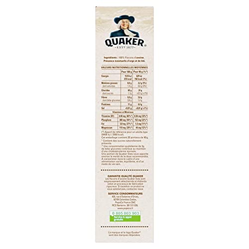 Quaker Oats - 800g Rolled Oats for a Healthy Breakfast - Perfect for Smoothies, Baking & Oatmeal - Pack of 4 - High Fiber Whole Grain Cereal for Weight Loss & Heart Health