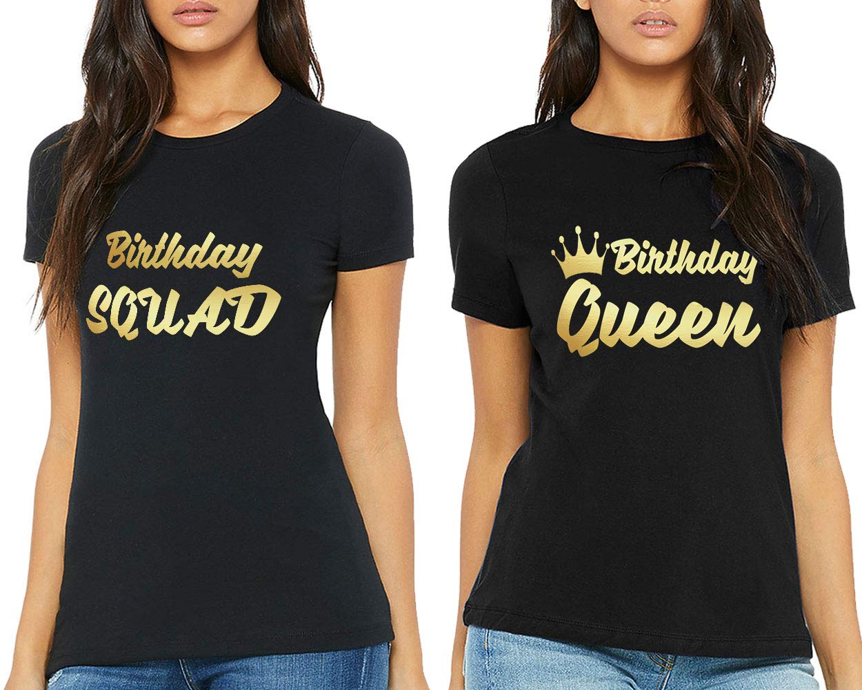 Birthday Squad Shirts for Women - Crown & Birthday Queen T-Shirts - Fun Birthday Party Outfit for Girls Group Celebration