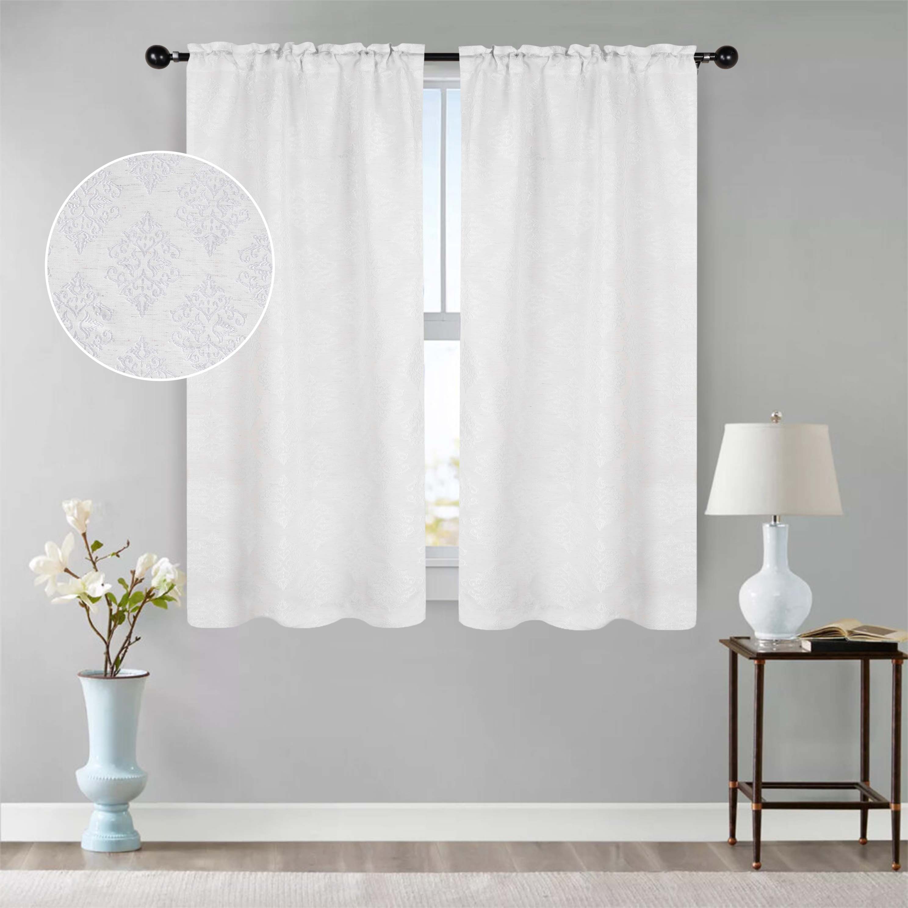 Venetian Damask Jacquard Curtain Panels Set of 2 - Luxury Window Treatments for Living Room & Bedroom