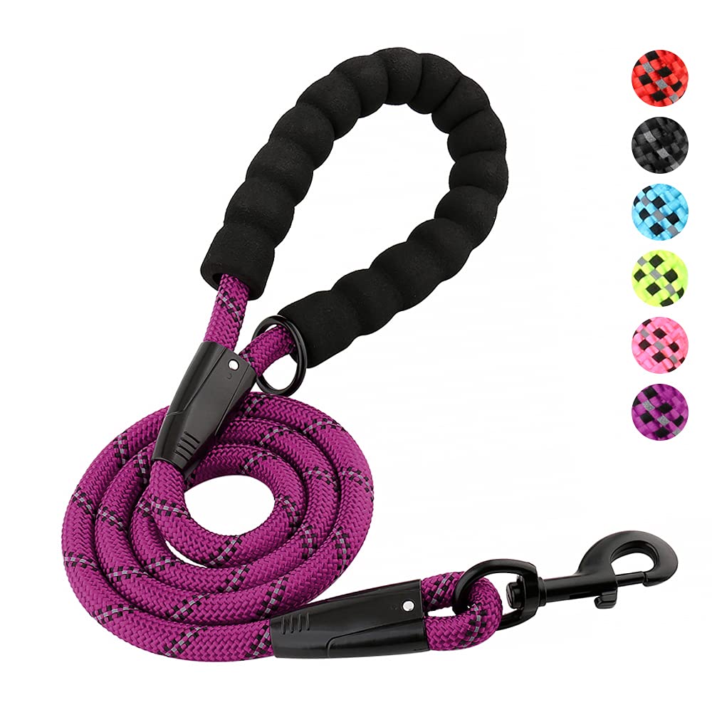 Plutus Pet Heavy Duty Rope Dog Leash with Comfortable Padded Handle - Reflective, Durable 4/5/6 FT Leash for Small, Medium & Large Dogs (1/2