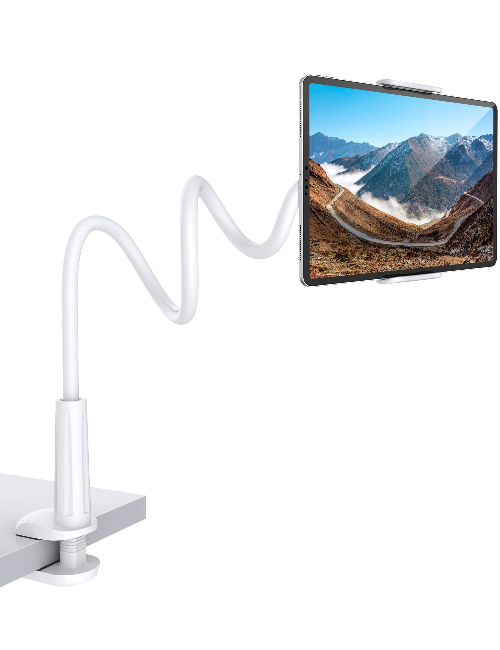 Adjustable Jumkeet Tablet Stand with Goose Neck - Stable Bed & Desk Holder for iPad Pro/Air, iPhone, Samsung, Kindle, Nintendo Switch (80cm Total Length) - Perfect for Reading, Gaming & Watching in Bed or Office