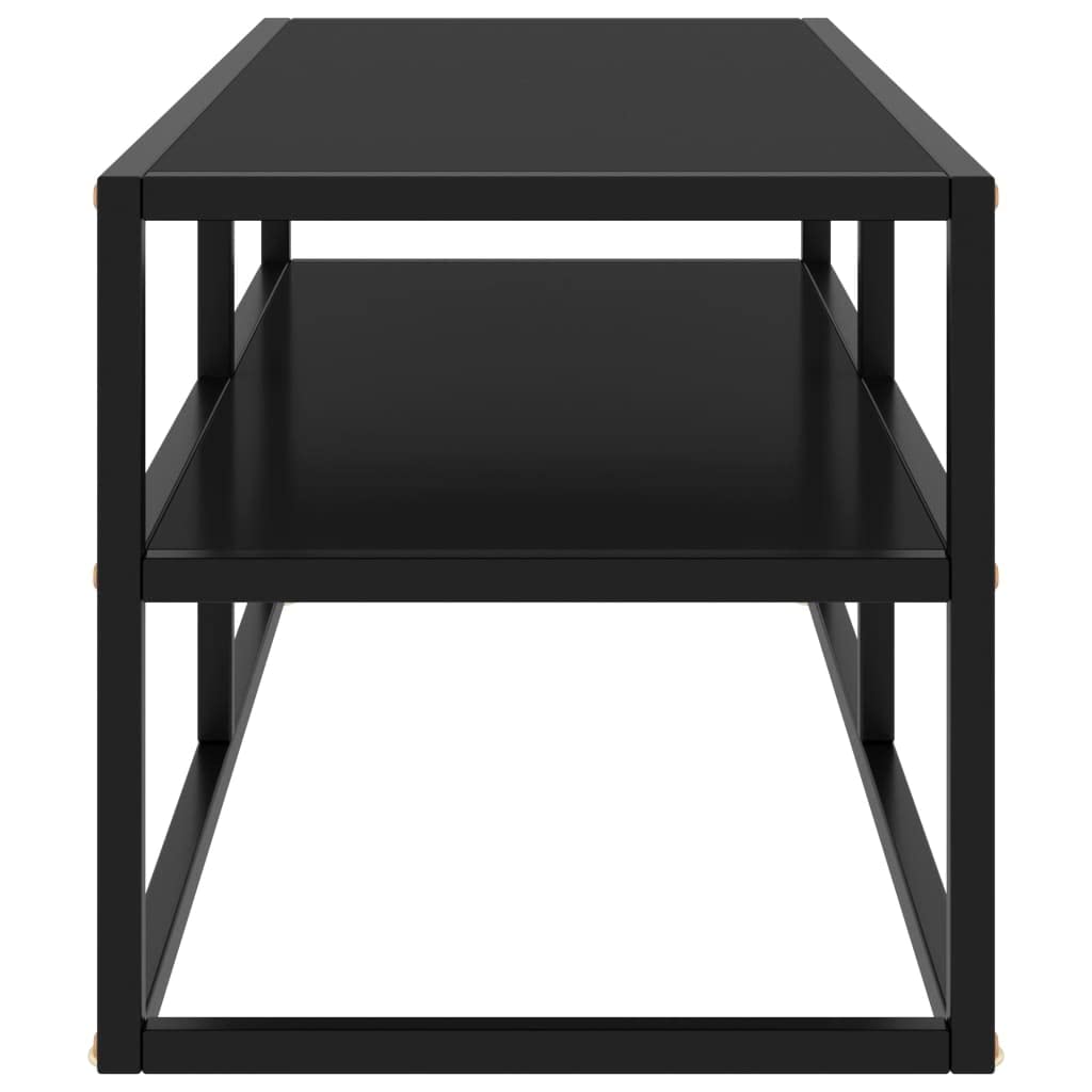 Modern Minimalist TV Stand with Black Glass - 39.4