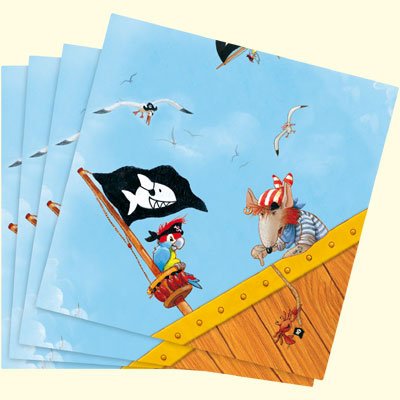 Capt'n Sharky Birthday Party Napkins - 20 Count Pirate Themed Disposable Paper Napkins for Kids Birthday, Baby Shower & Themed Parties - Perfect for Ocean, Nautical & Underwater Party Decorations