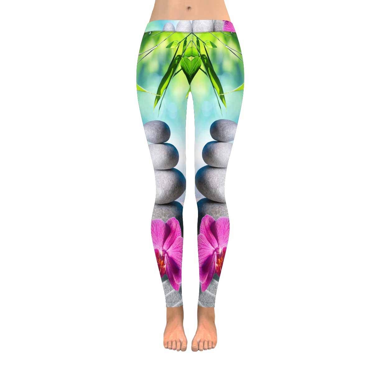 InterestPrint Women's Yoga Pants with Rose Leaf Floral Print - Stretchy High-Waisted Workout Leggings for Gym, Running & Yoga | Comfortable Athletic Tights for Fitness & Casual Wear