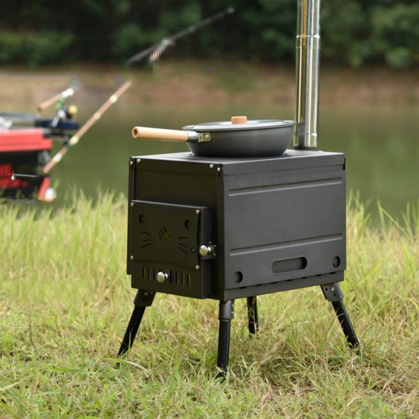 Best Portable Wood Burning Stove for Camping - Lightweight Cast Iron Tent Heater & Outdoor Cooking Stove | Perfect for Backpacking, Hunting, Emergency Survival & Off-Grid Adventures