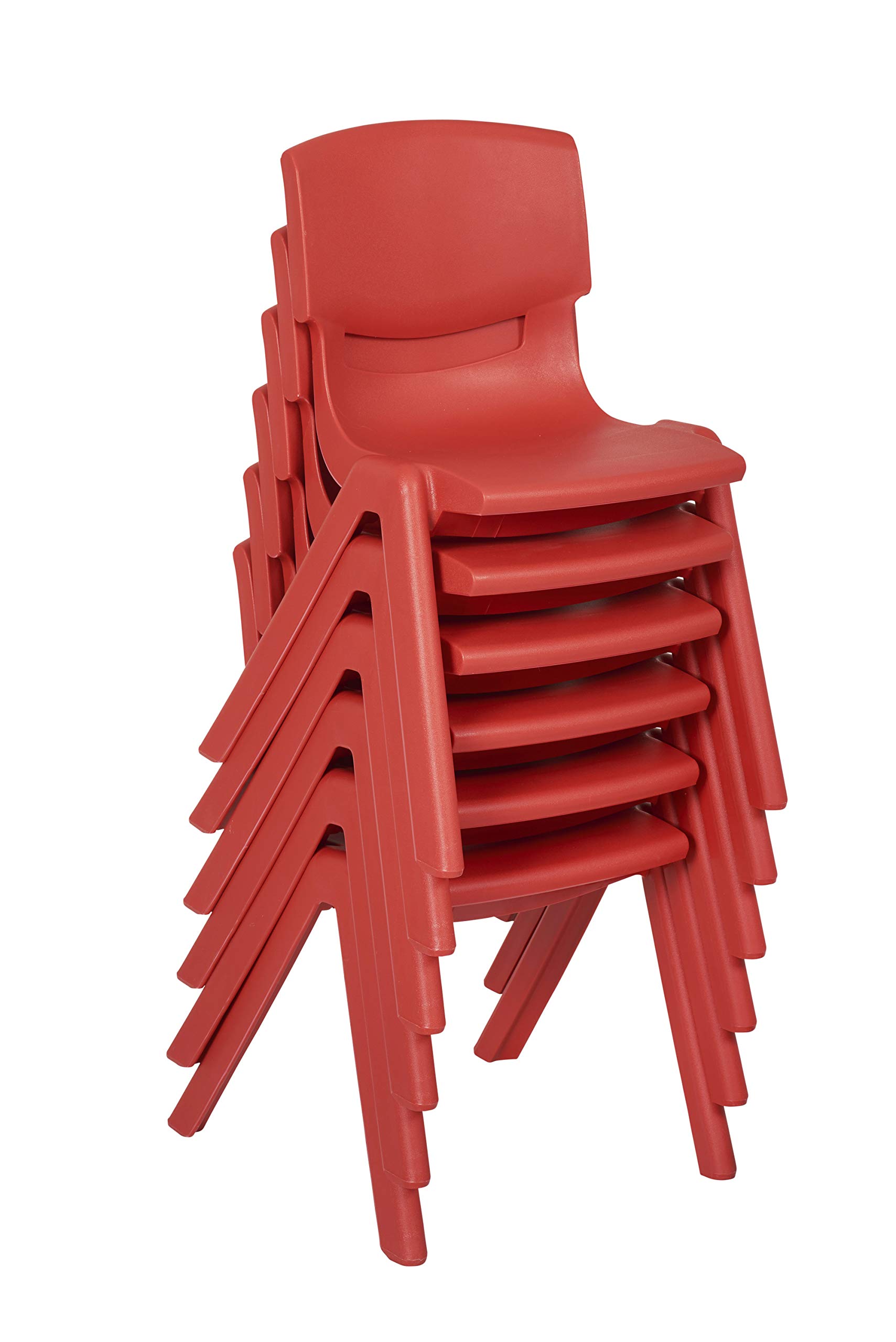 ECR4Kids School Stack Resin Chair - 6-Pack Red Plastic Stacking Chairs for Kids with 10 Inch Seat Height, Durable Indoor & Outdoor Use - Perfect for Classrooms, Playrooms, and Backyard Activities