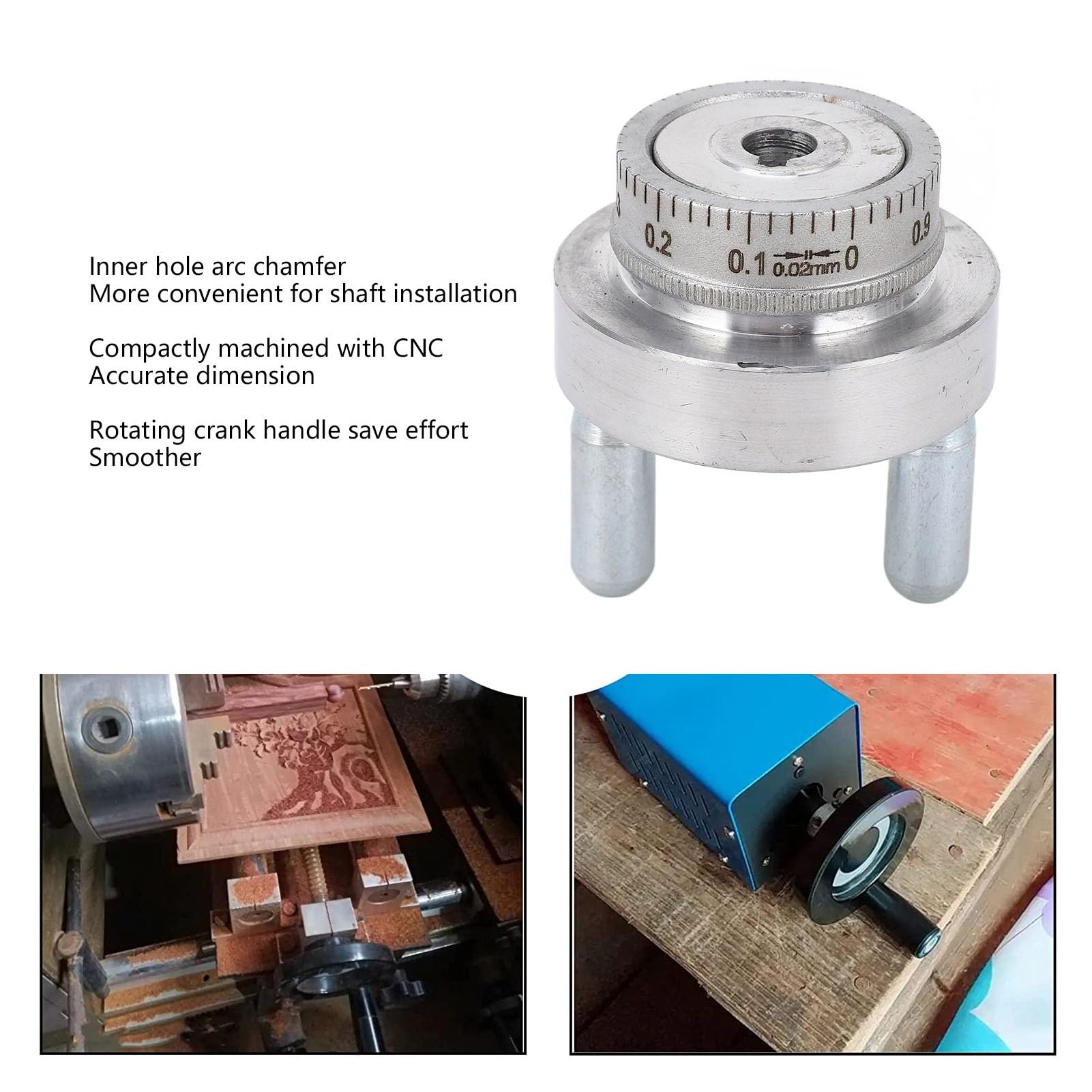 50mm/1.97inch Aluminum Alloy Hand Wheel with Revolving Handle - Durable Mini Lathe Accessory for Grinder & Milling Machine | Perfect for Metalworking, Woodworking & DIY Projects