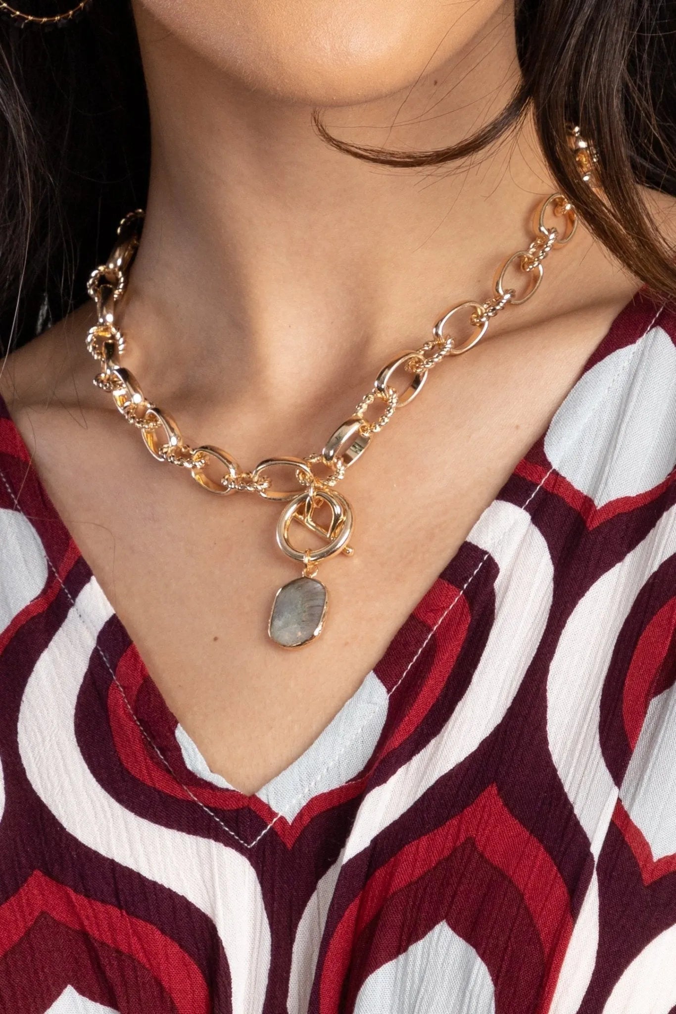 Chunky Chain Link Pendant Necklace for Women - Trendy Layered Statement Jewelry - Perfect for Casual Outfits, Date Nights & Special Occasions