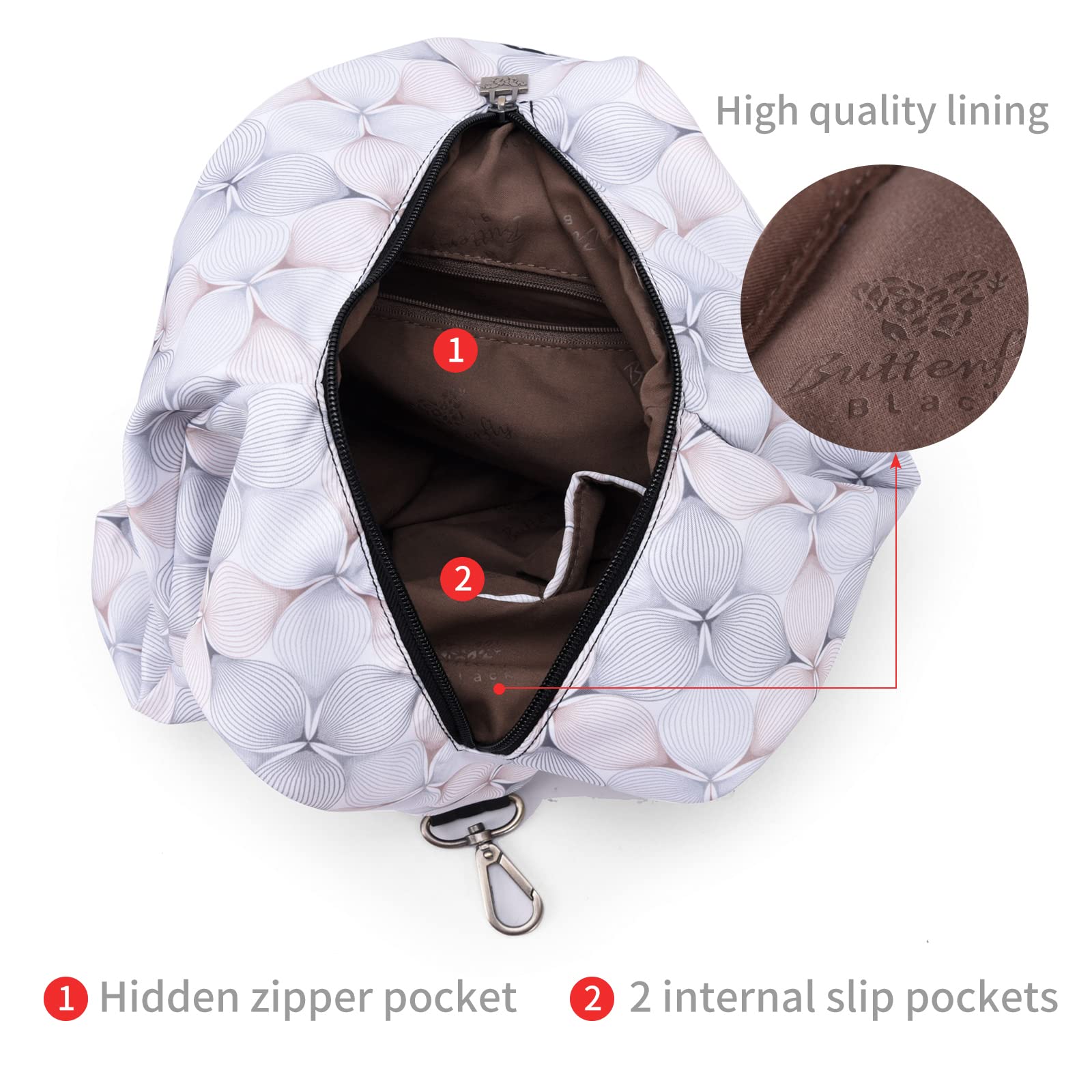 Black Butterfly Premium Women's Backpack - Bohemian Style Fashion Casual Daypack, Small Purse Backpack (39-White) for Travel, Work & College