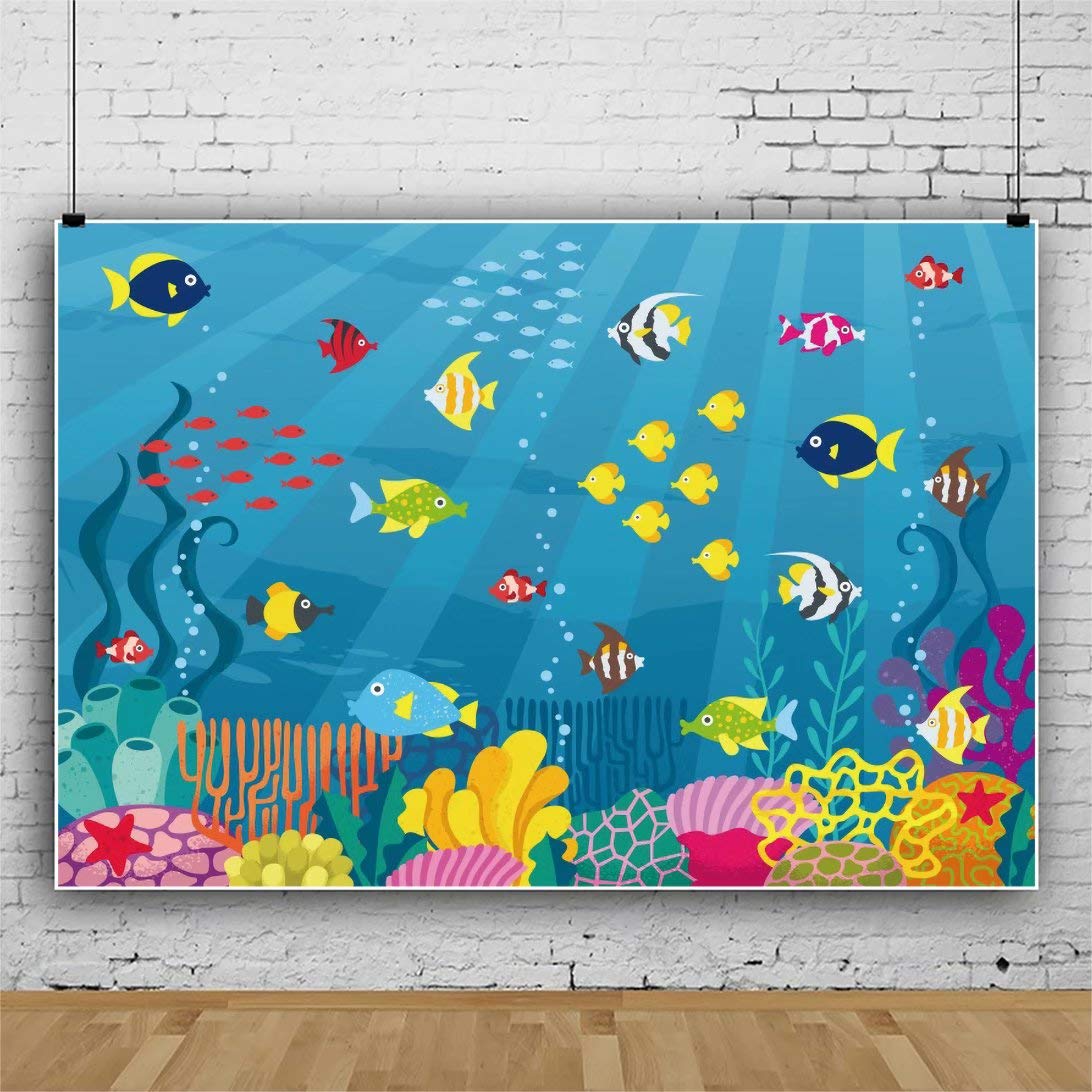Under The Sea Baby Shower Backdrop - Tropical Ocean Animal Theme 5x3ft Vinyl Photo Background for Newborn, Kids Birthday Party, Cake Table Decor - Perfect for Boys, Girls & Adult Portrait Studio Props | Ideal for Baby Showers, Birthday Parties & Photo Studios