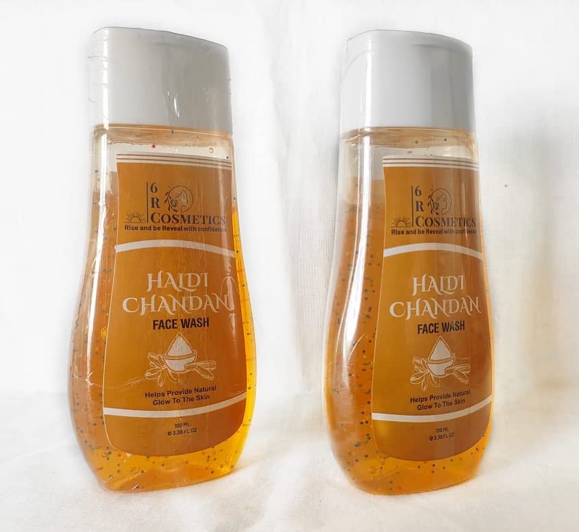 6 R Cosmetics Turmeric & Sandalwood Face Wash for All Skin Types - Brightening & Soothing Cleanser for Acne, Dark Spots & Glowing Skin | Daily Skincare Routine